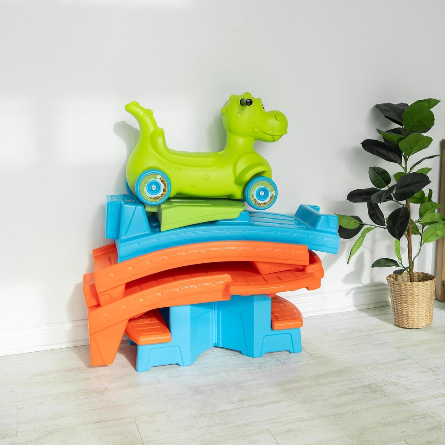 Step2 Dino Dash Up & Down Roller Coaster Kids Ride On Toy, Push Car, Indoor/Outdoor Playset, Made of Durable Plastic, Max Weight 50 lbs., for Toddlers 2-5 Years Old