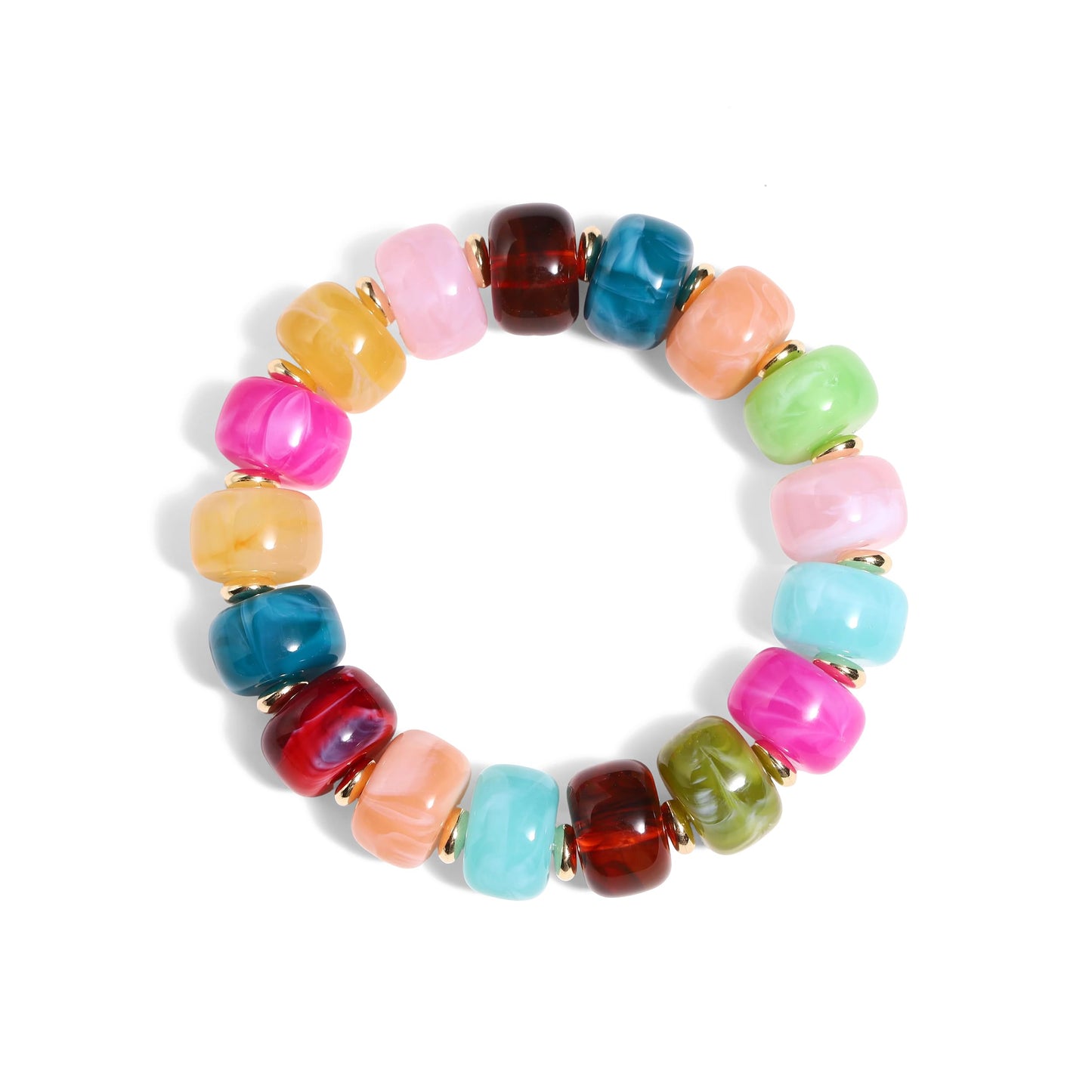 Coprall Colorful Beaded Bracelets Boho Jewelry for Women Multicolor Resin Chunky Bracelet Summer Vacation Outfits Beach Gifts