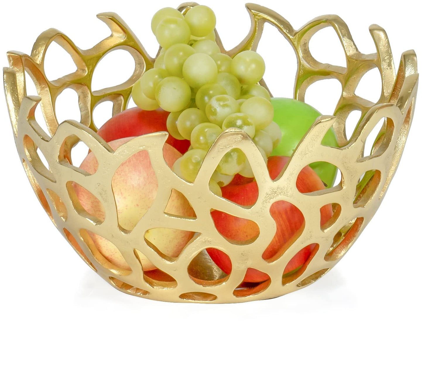 Red Co. 10” Decorative Round Aluminum Golden Branch Reef Centerpiece Bowl