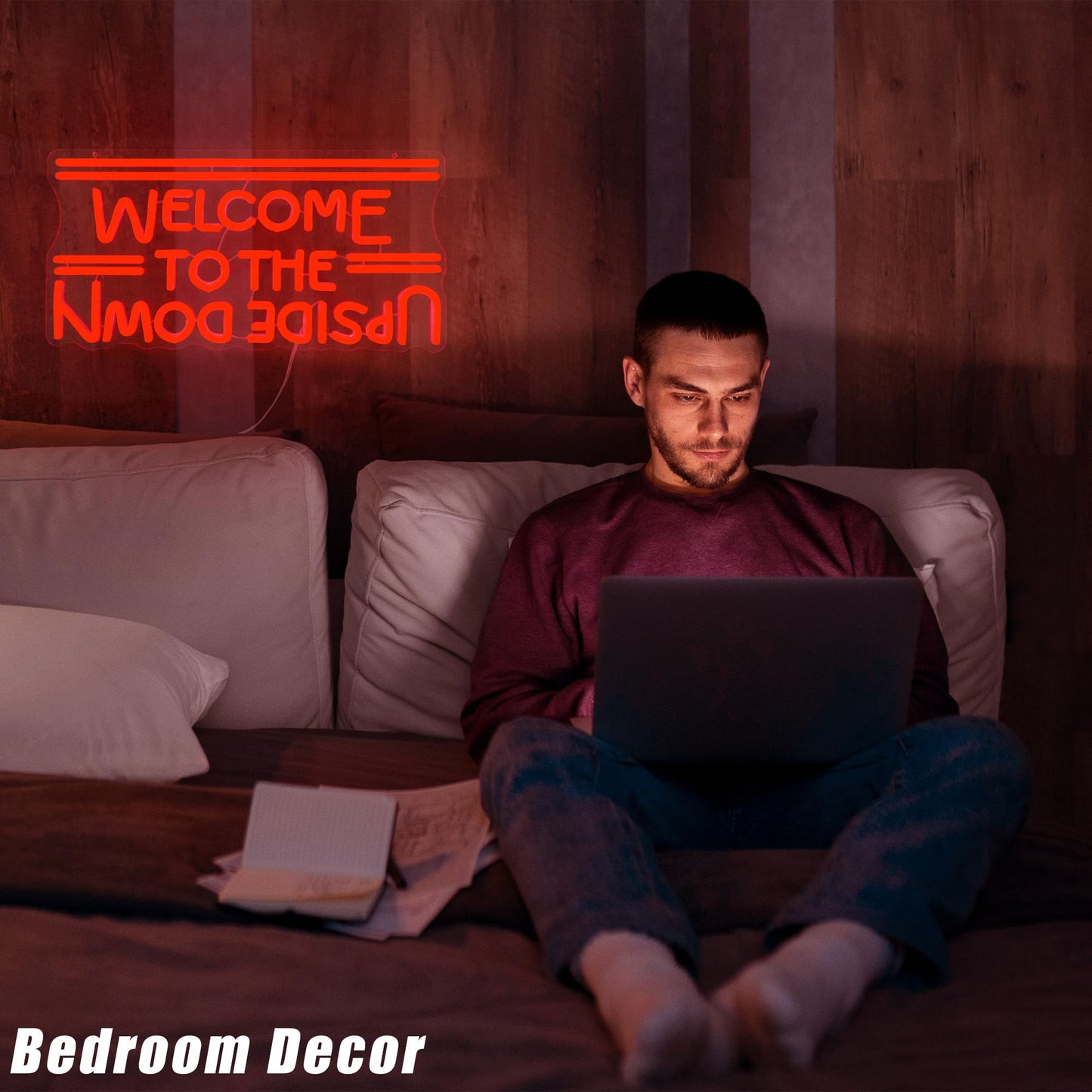 Welcome To The Upside Down Neon Sign Dimmable Neon Lights for Wall Décor USB Powered LED sign for Bedroom Game Room Man Cave Great Gift for Birthday christmas etc;(16.4 * 8.3 inches)
