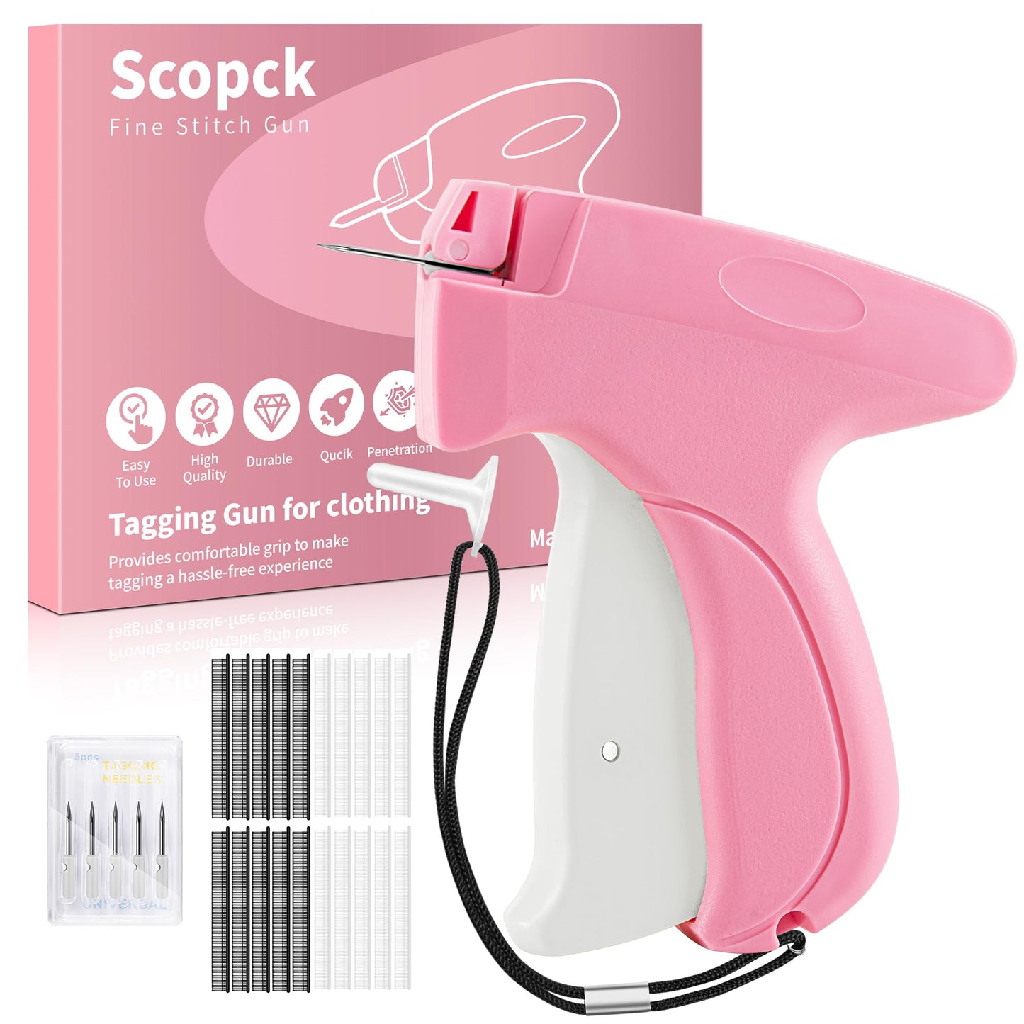 Stitch Gun for Clothes - Handheld Stitch Gun Quick Clothing Fixer - Tagging Gun - Includes 6 Needle, 1000 Black Fasteners & 1000 White Fasteners