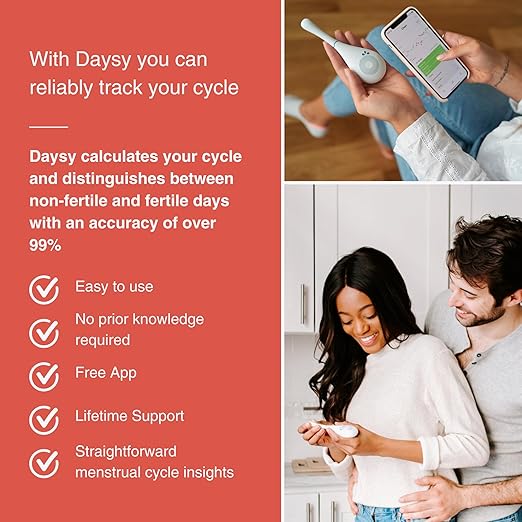 Fertility Tracker – Natural Hormone-Free Ovulation Monitor & Fertility Awareness Device – Smart BBT Thermometer with App for Cycle Tracking, Conception, or Pregnancy Planning – FSA/HSA Eligible