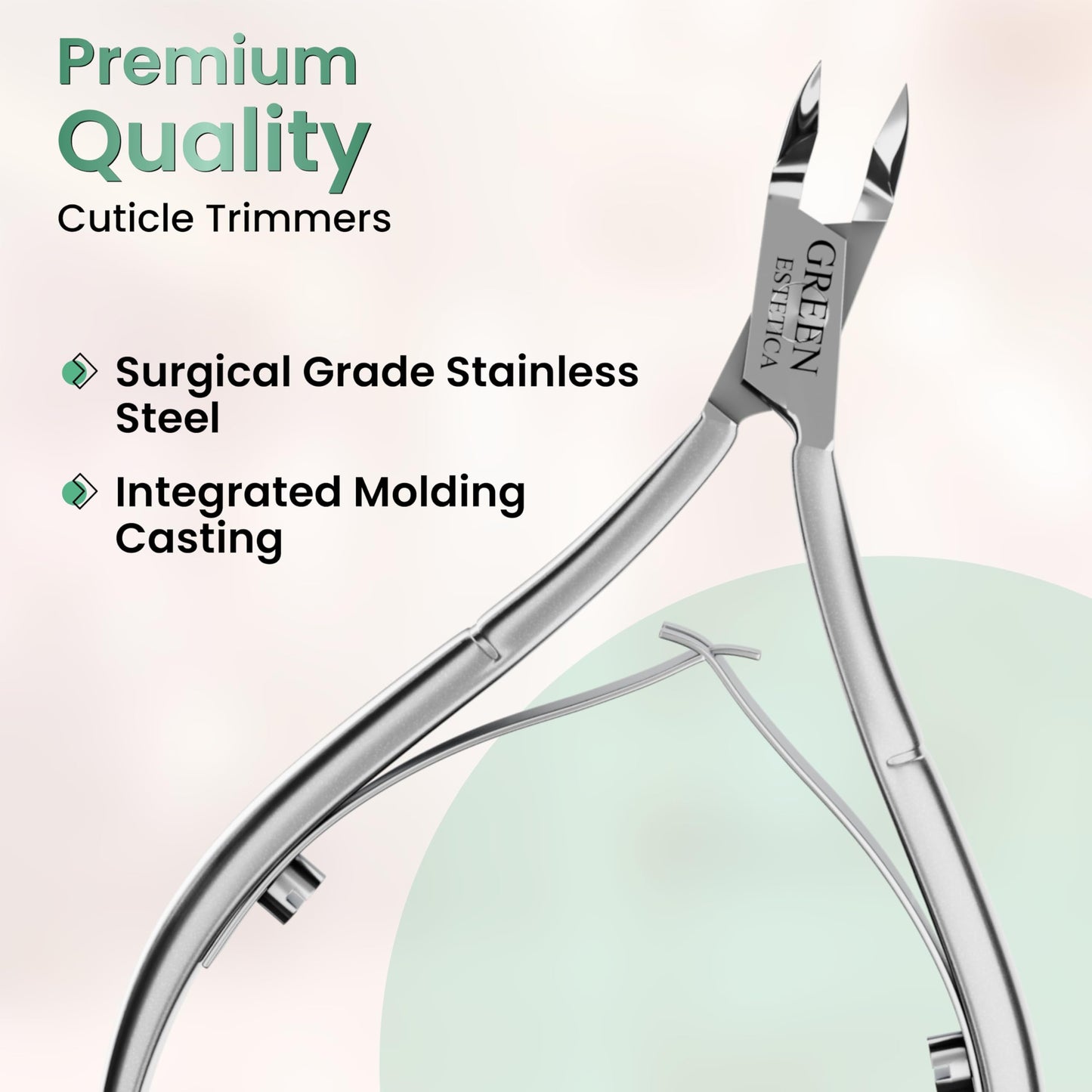 Professional Premium Cuticle Trimmer Stainless Steel Cuticle Nippers with Sharp 1/4 Jaw Blades Cuticle Clippers Double Spring Manicure Pedicure Nail Cuticle Remover Tool (Premium Silver)