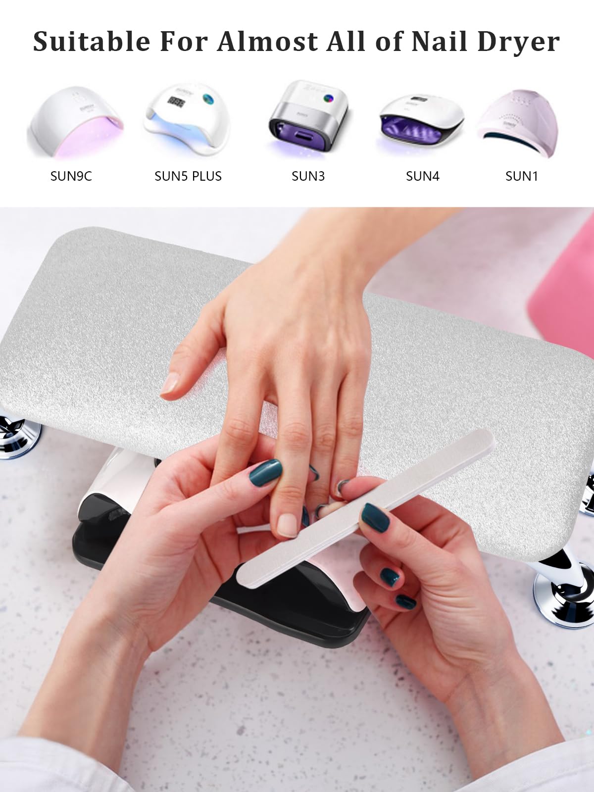 LIONVISON Arm Rest for Nails Tech: Microfiber Leather Hand Rest for Nails Cushion, Hand Rest Pillow for Nails Toenails, Detachable Nail Art Accessories Tool for Nails Tech (Glitter Silver)
