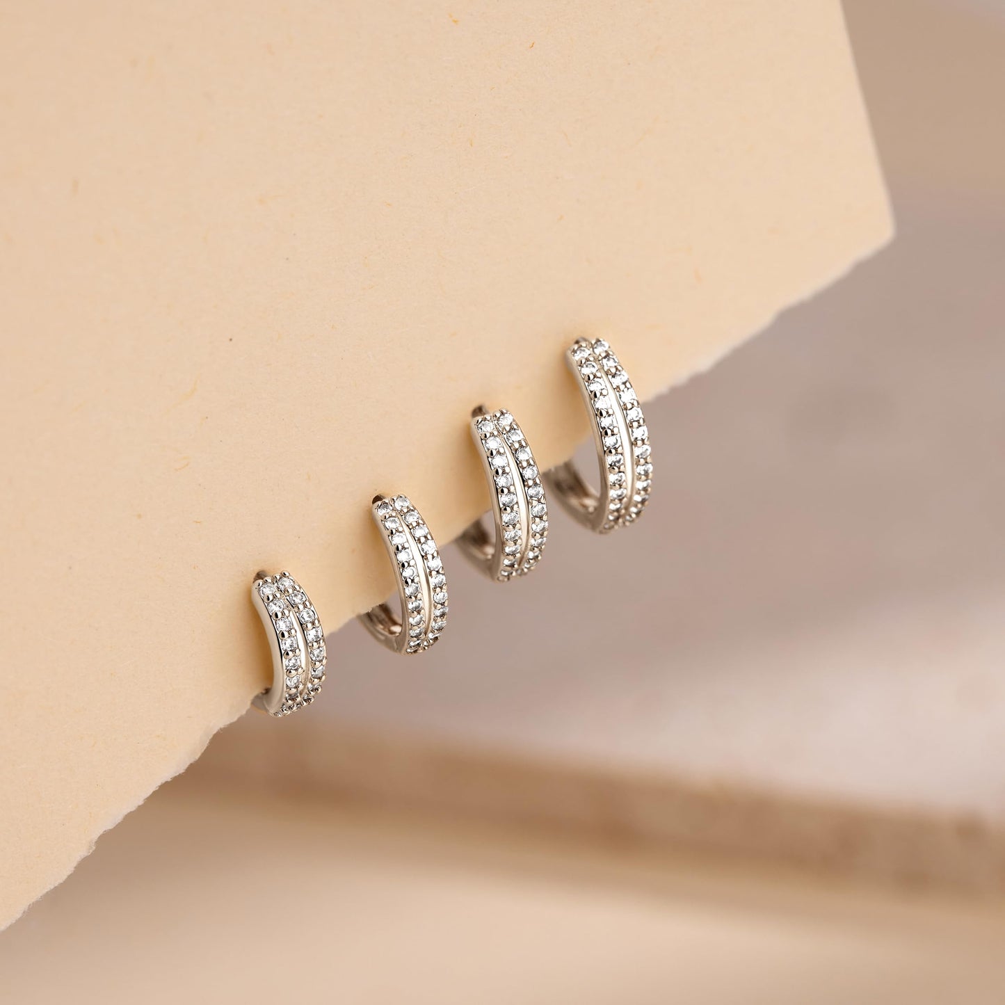 Silver Double Hoop Earrings for Women,Huggie Small Stack Cartilage Hoop Earring Sets for Multiple Double Piercing, Conch Helix Rook Tragus Daith Piercing Silver Clip On Jewelry Set Gifts