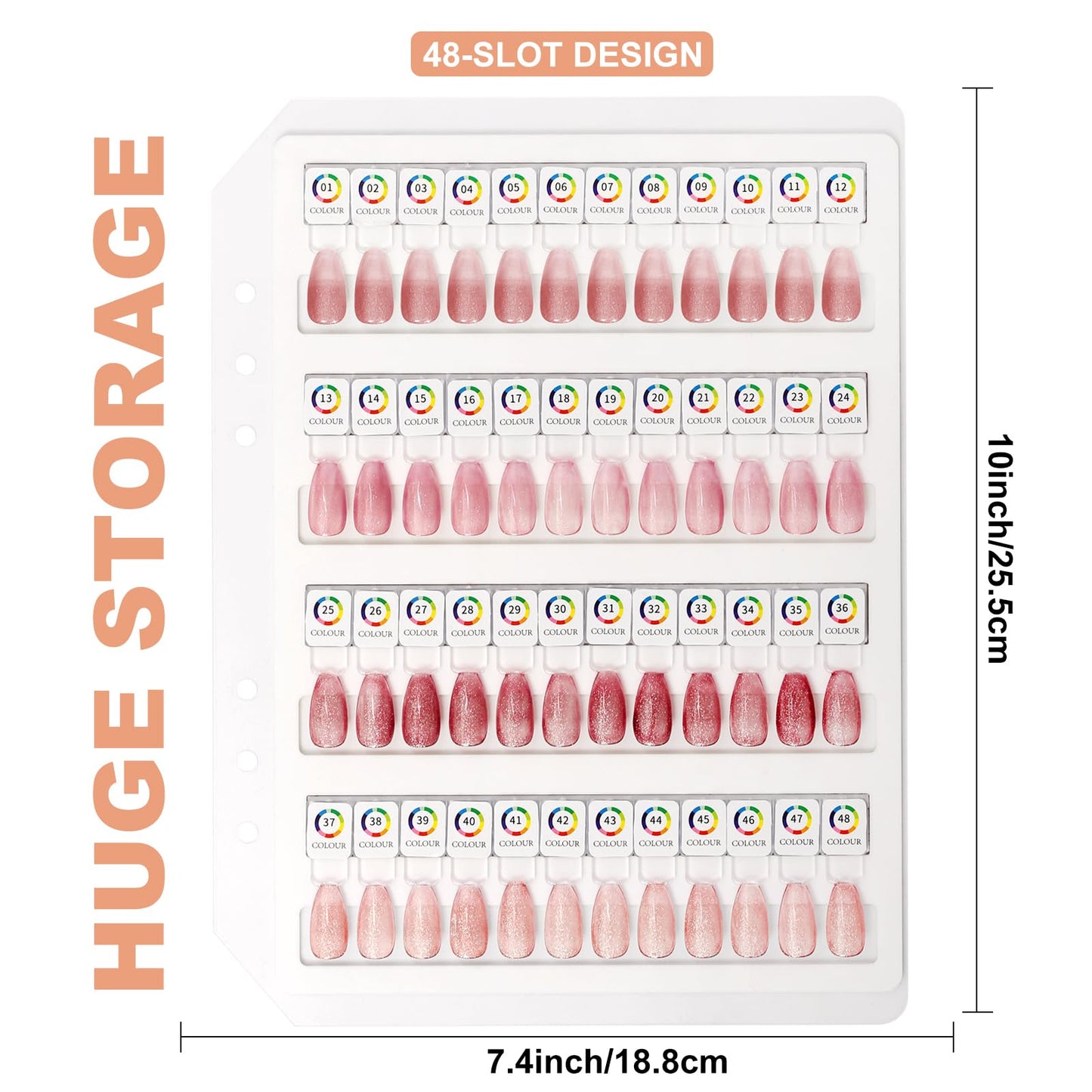 Acrylic Magnetic Nail Color Display Book Inside Page with 48 Magnetic Nail Display Tips for Nail Art Design Pattern Practice and Nail Display (No Cover Only Page)