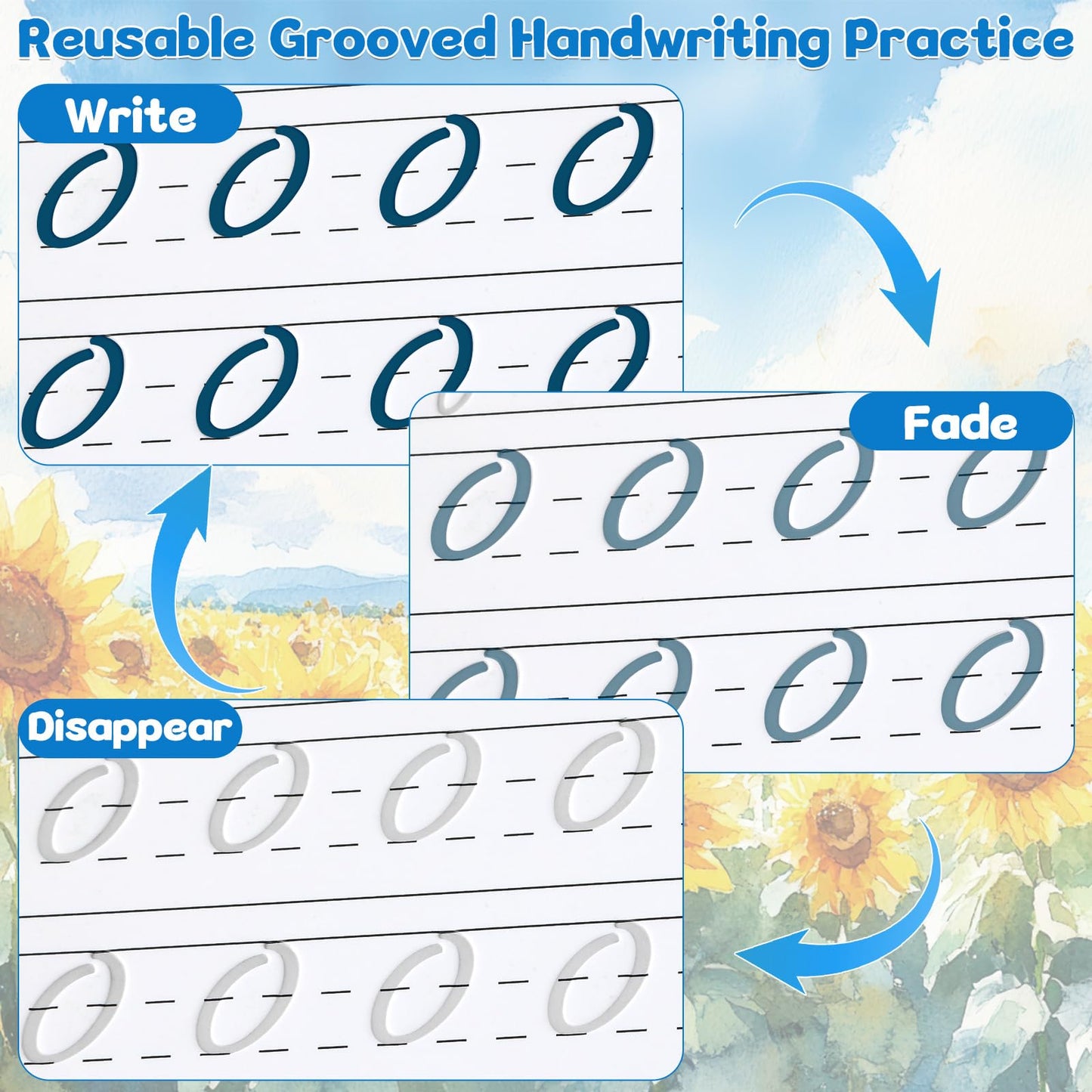 chiazllta 8 Pack Grooved Cursive Handwriting Workbook with Disappearing Ink Pens Magic Grooved Cursive Reusable Handwriting Practice Books Copybooks for Kids Beginners Learning Activities Supplies