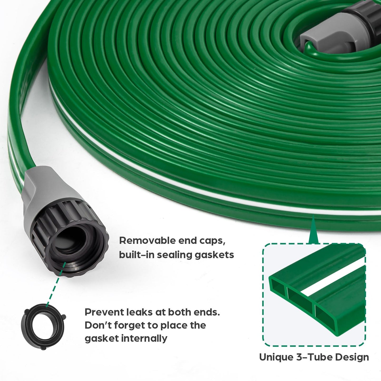 Jin&Bao Sprinkler Hose with Holes 25FT 2Pack, Heavy Duty Watering Garden Hose, High-Efficiency Sprinklers System for Lawn and Garden with Staples