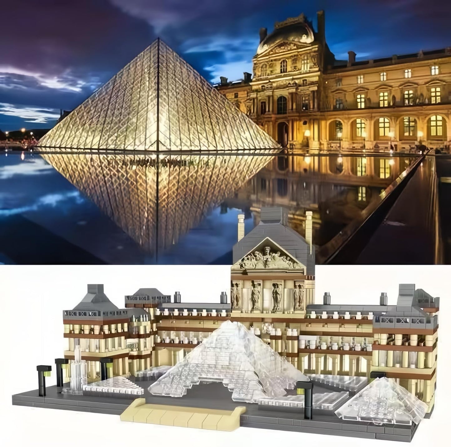 Architecture Louvre Micro Building Blocks Set, 3377 PCS World Famous Architectural Paris Louvre Museum Building Kit, House Building Collection Display Construction Model Gifts for Teens and Adult