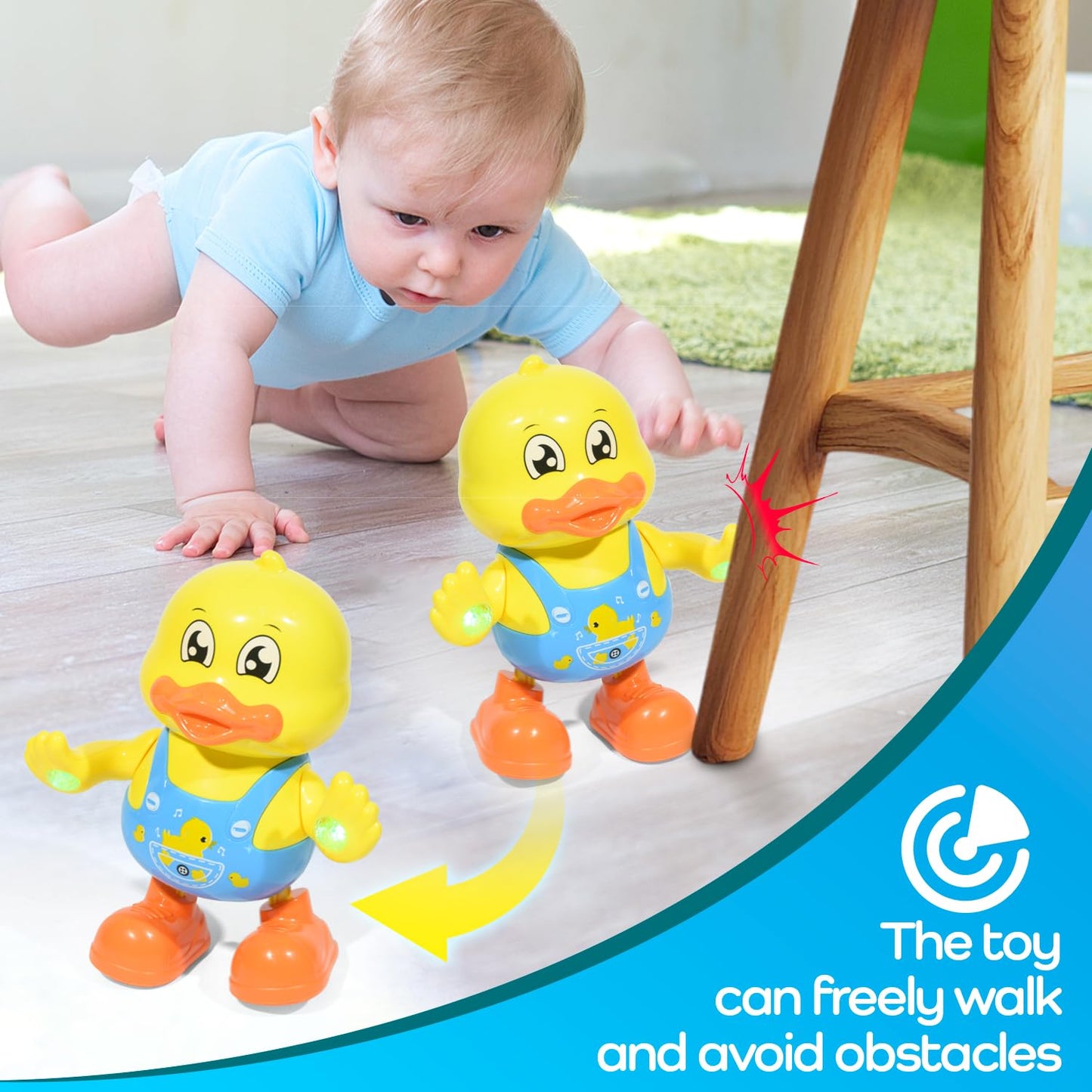 lonfypeng ‌Interactive Dancing Duck Musical Toy for Toddlers, Flashing Lights & Melodies, Baby Musical Easter Duck Toy Dancing Crawling Tummy Time Toys Birthday Easter Gifts