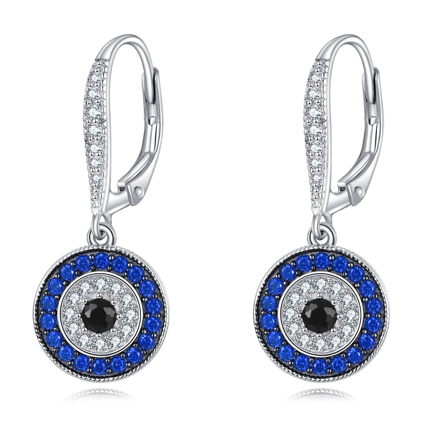 YFN Evil Eye Earrings for Women Sterling Silver Eye Dangle Earrings Minimalis Jewelry Gifts (Silver-Evil Eye Earrings)