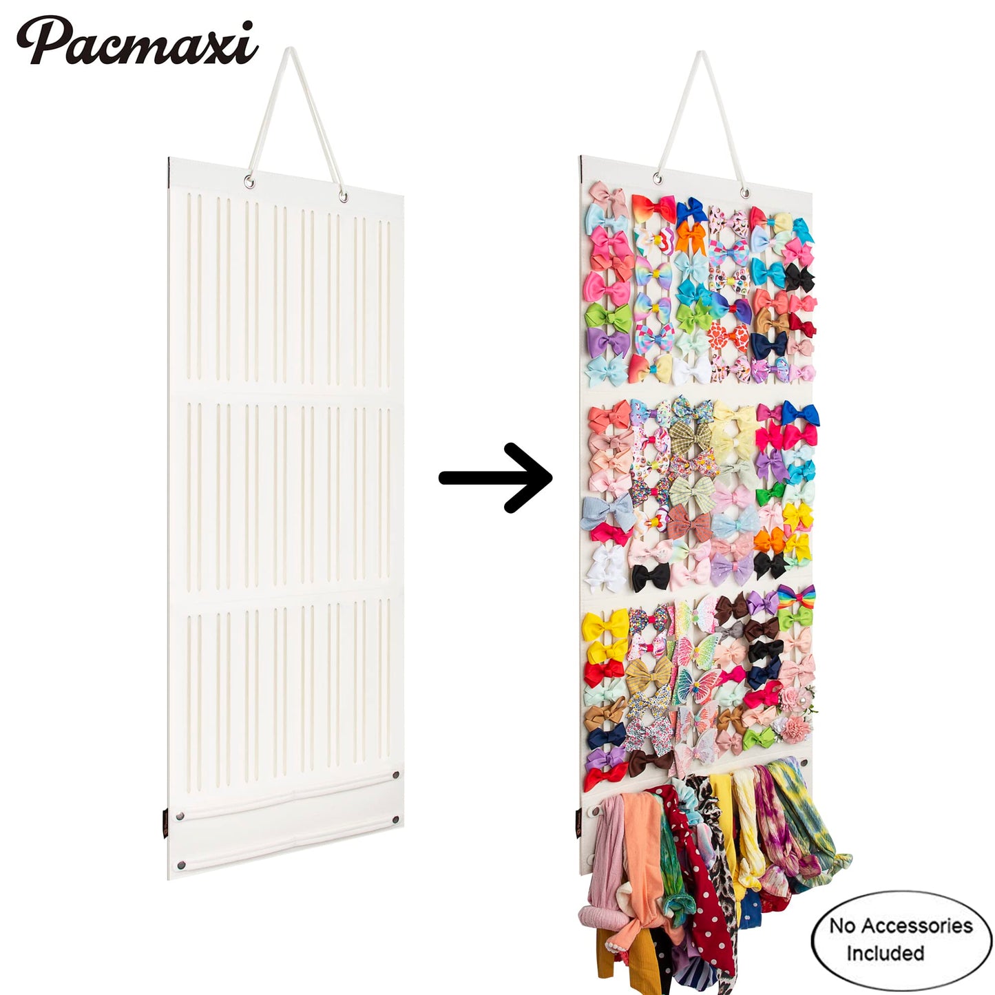 Baby Girl Hair Bows & Clips Organizer - Sturdy Stand, Wall Hanging for Nursery Decor (White, Large)