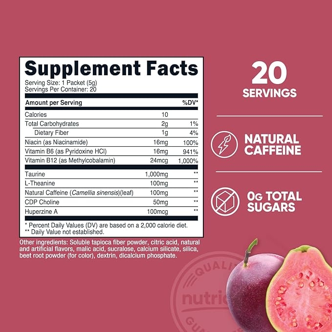 Nutricost Energy Complex Stickpack (20 Servings) Passionfruit Guava Flavored - Gluten-Free + Non-GMO