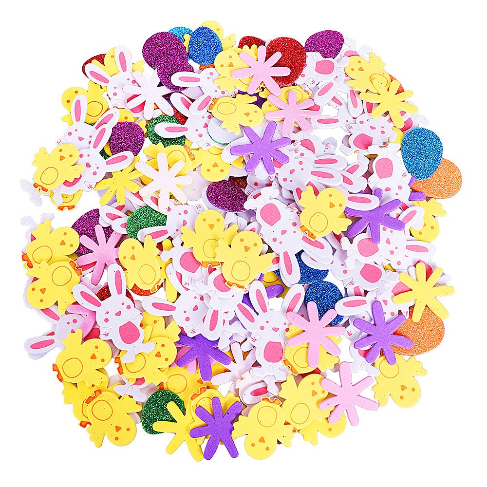 Max Fun 208PCS Easter Foam Stickers DIY Easter Craft Kit Foam Eggs for Kids Classroom, Party Supplies, DIY Cards and Decorations
