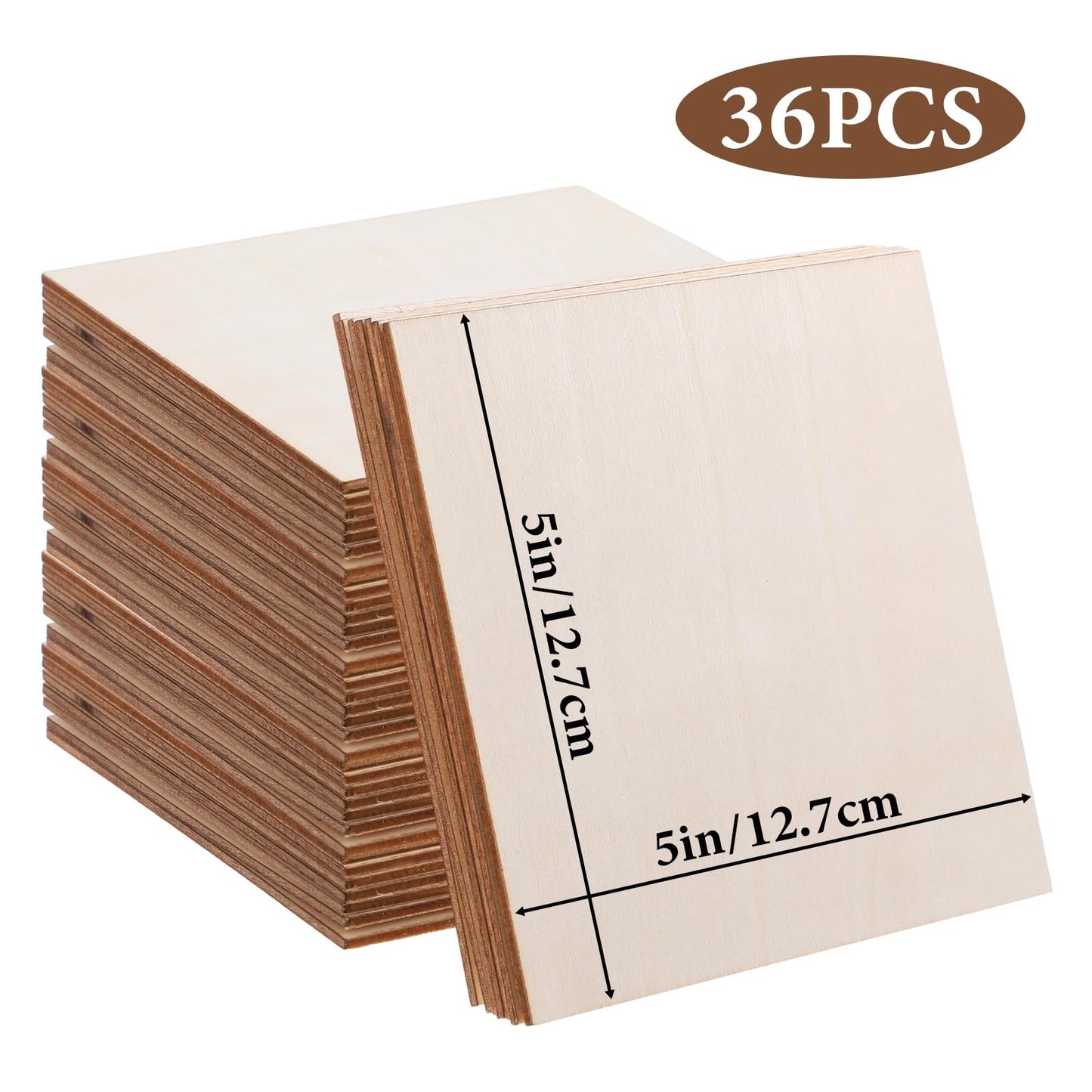 36pcs 5 Inch Wooden Squares for Crafts, 30 Large Letter Stencils Custom Stencil Set, Letters for Wall Decor, Tiles for Crafts, Unfinished Wooden Letters for Painting Home Farmhouse