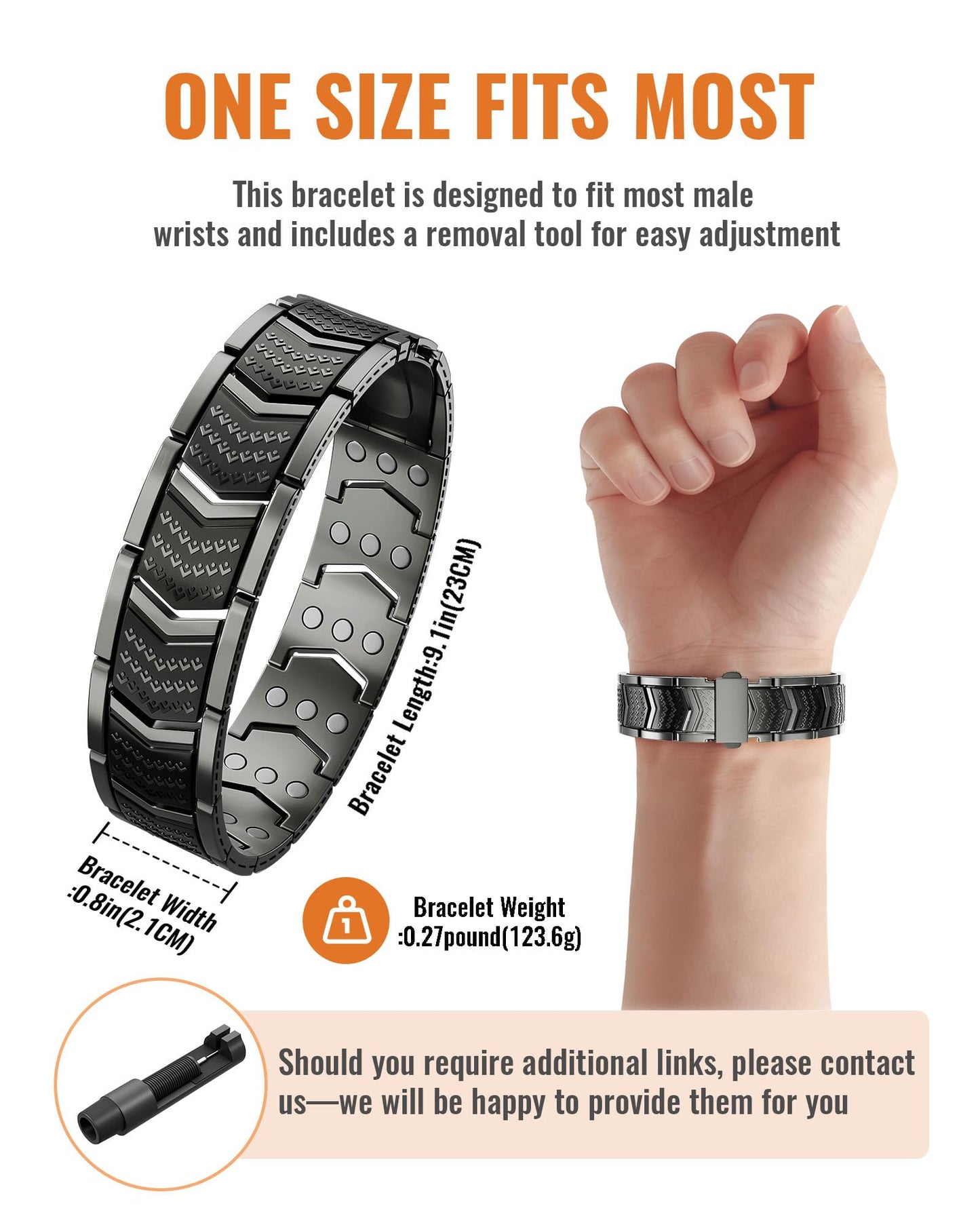 vapeples 99.99% Pure Copper Men's Bracelet with 3800 Gauss Triple-Strength Magnets, Foldover Clasp, and Adjustable Size,Shield Design