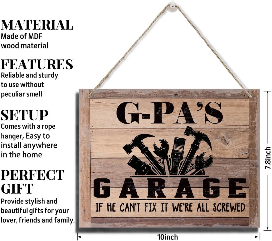 Rustic Wood Sign - Father's Day & Grandpa's Gift - Decor Hanging Wall Art - 'If He Can't Fix It...'