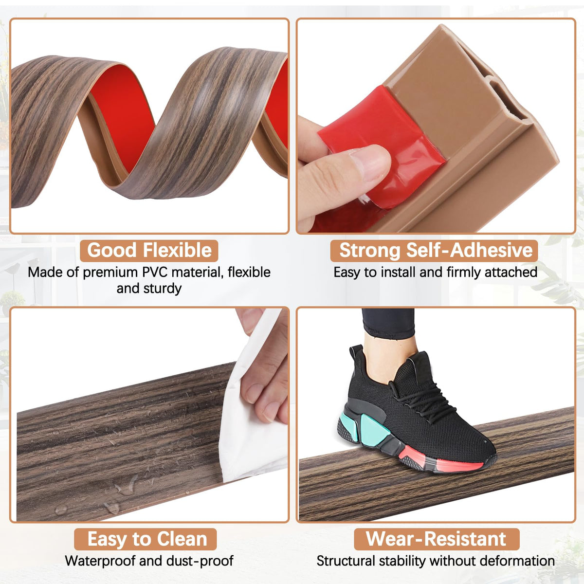Vinyl Door Threshold Flooring Transition Strip Self Adhesive Carpet Edging Strip for Laminate Doorway Edge Threshold from 2