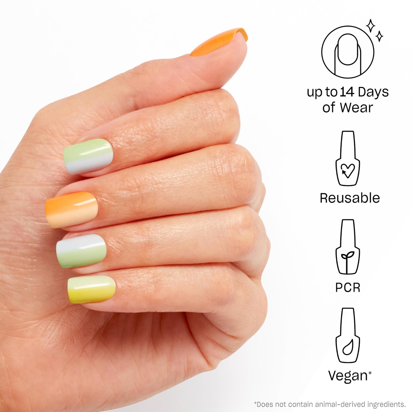 OPI On Point Hue-cid Dreams | Short Squoval Pastel Rainbow Nail Art Press On Nails | 30 Count with Nail Glue | Long Lasting, Reusable, Non-damaging