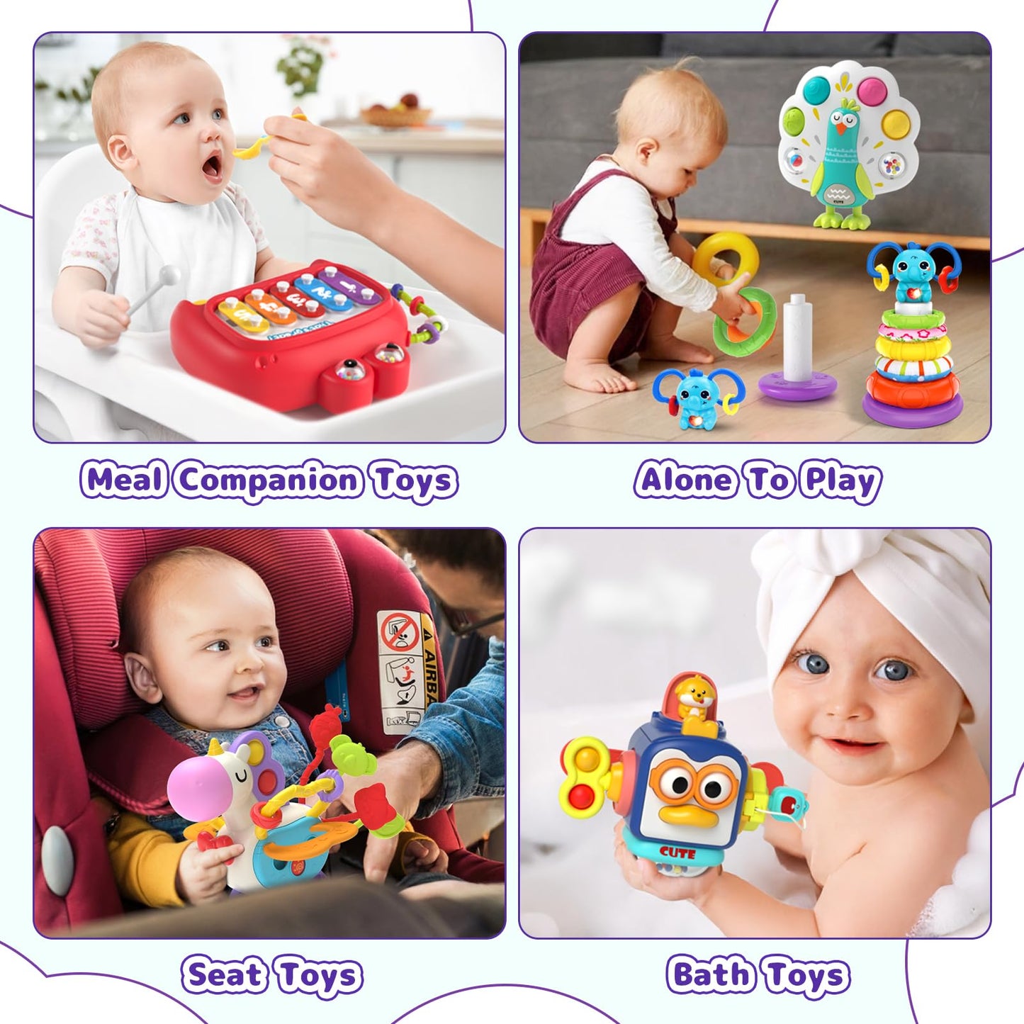 usrela 5 in 1 Baby Toys for 12 18 Month, Learning Toy for Babies 12-18 Months, Baby Busy Cube, Stacking&Sensory, Pull String&Piano Xylophone Toy, Birthday Gift for 12+ Month