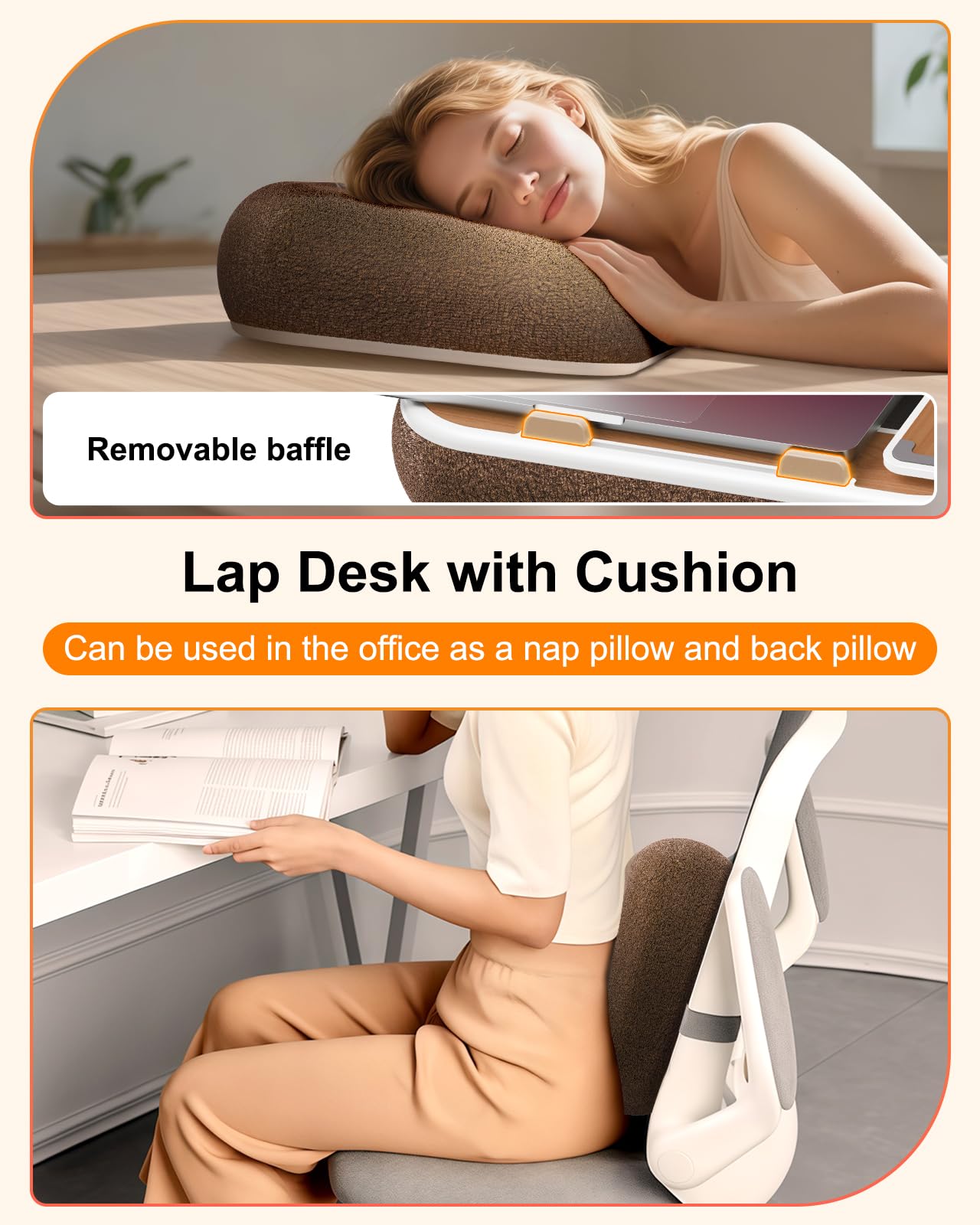 Nauttxon Lap Desk with Storage Cushion Washable - with Magnetic Mouse Pad, Scented Cotton Pads - Multi-Functional Lap Desk for Home Office Couch Bed -Fits Up to 15 Inch Laptop