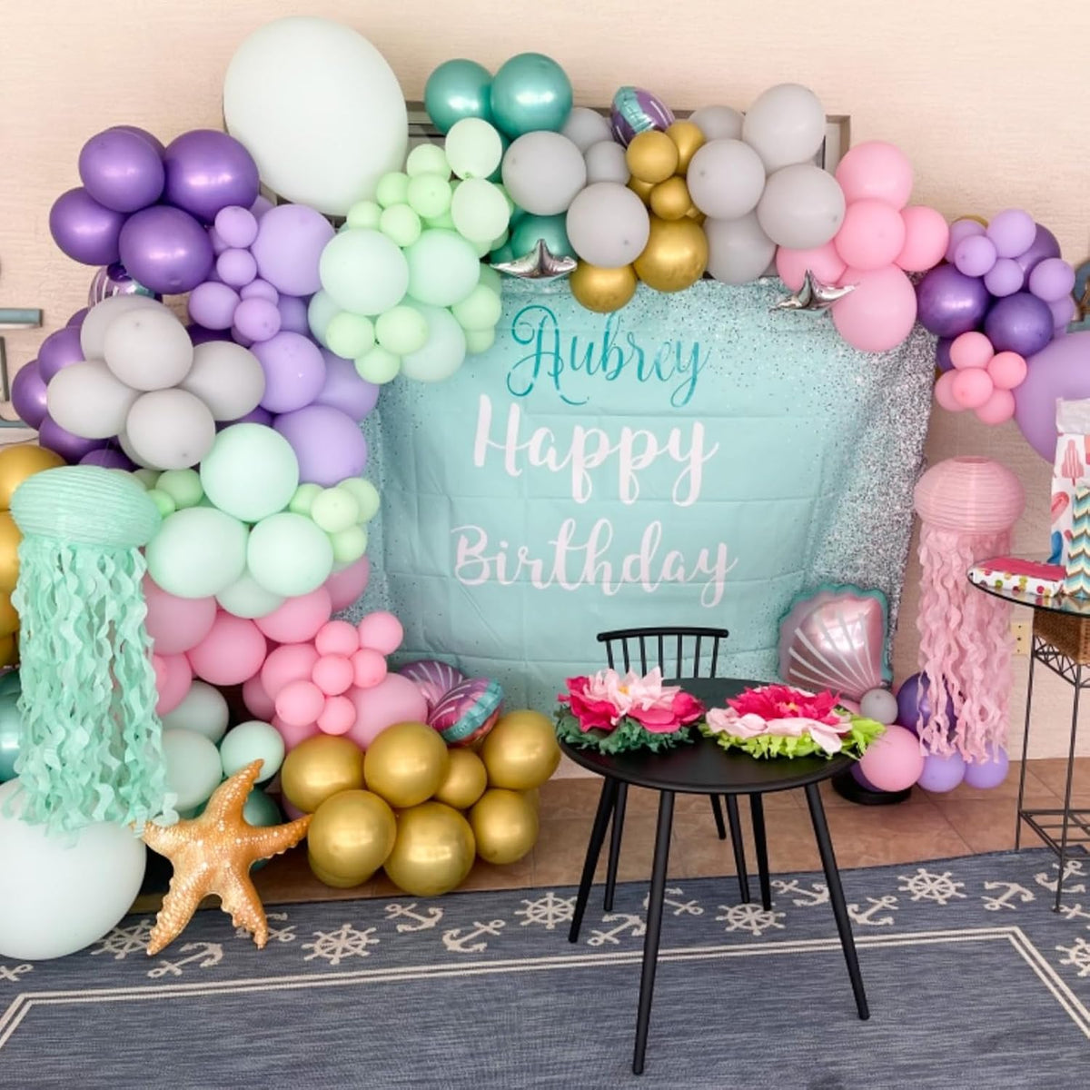 Mermaid Balloon, 60 Packs 12 Inch Mermaid Theme Birthday Party Decorations with Metallic Pink Purple and Blue Balloons fo Girls Mermaid Balloons Baby Shower Party Supplies