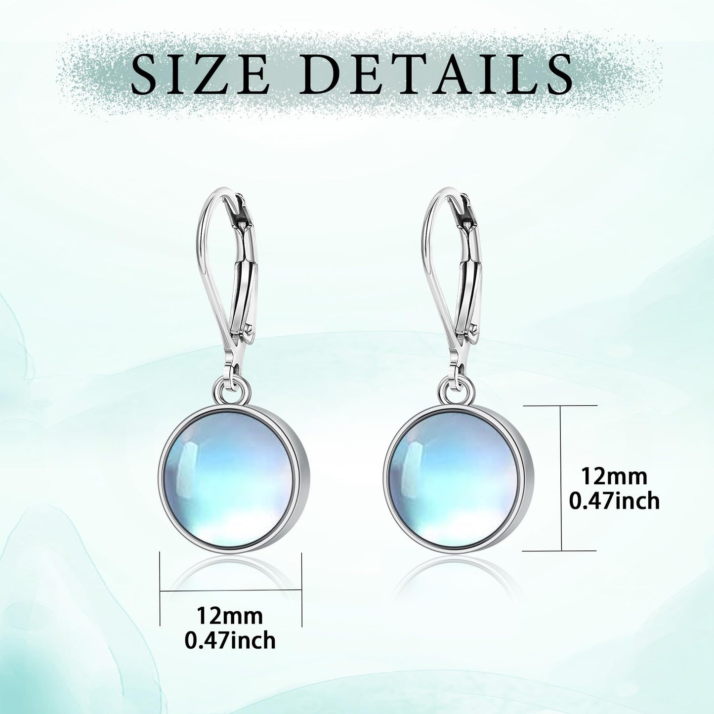 TALYKONG Moonstone Earrings for Women Circle Moonstone Dangle Drop Leverback Earrings for Women