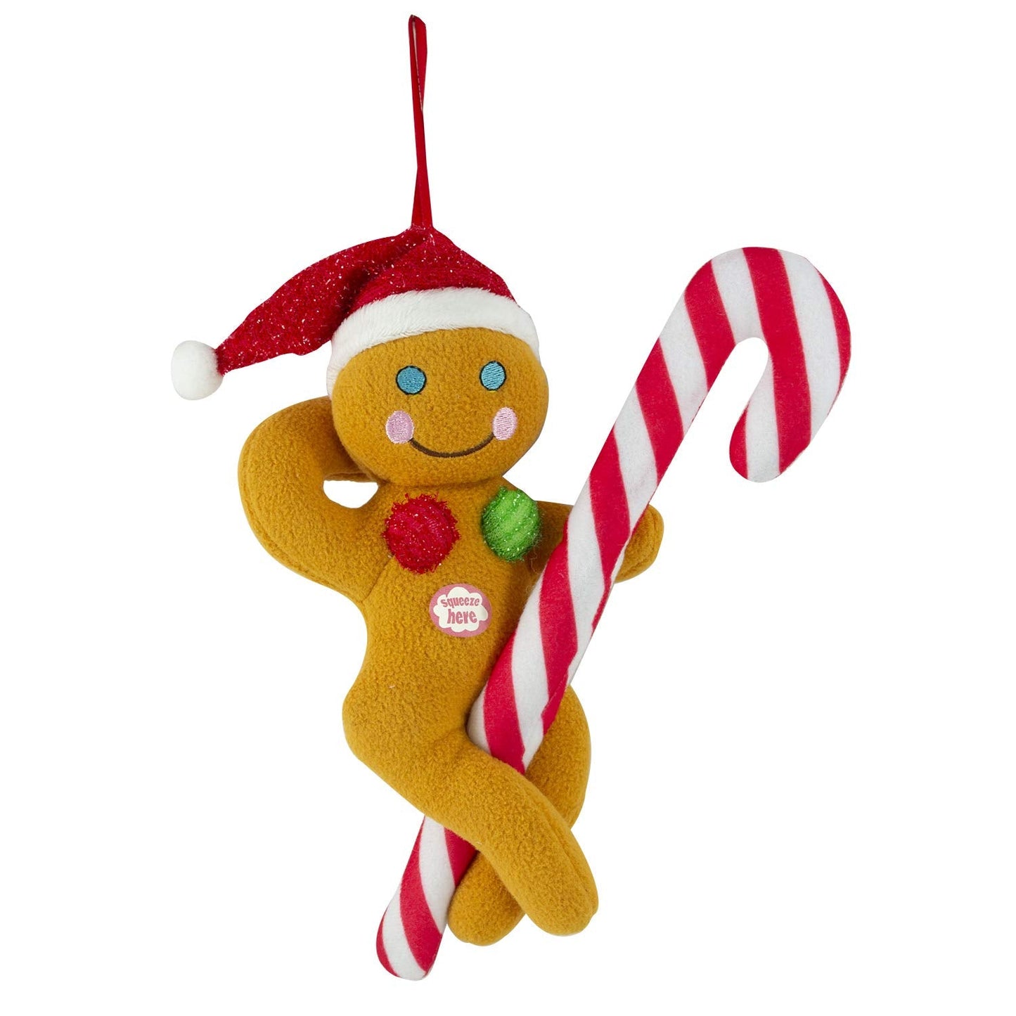 Tekky Naughty Dirty Signing Gingerbread Pole Dancer Tree Ornament, White Elephant, Tan