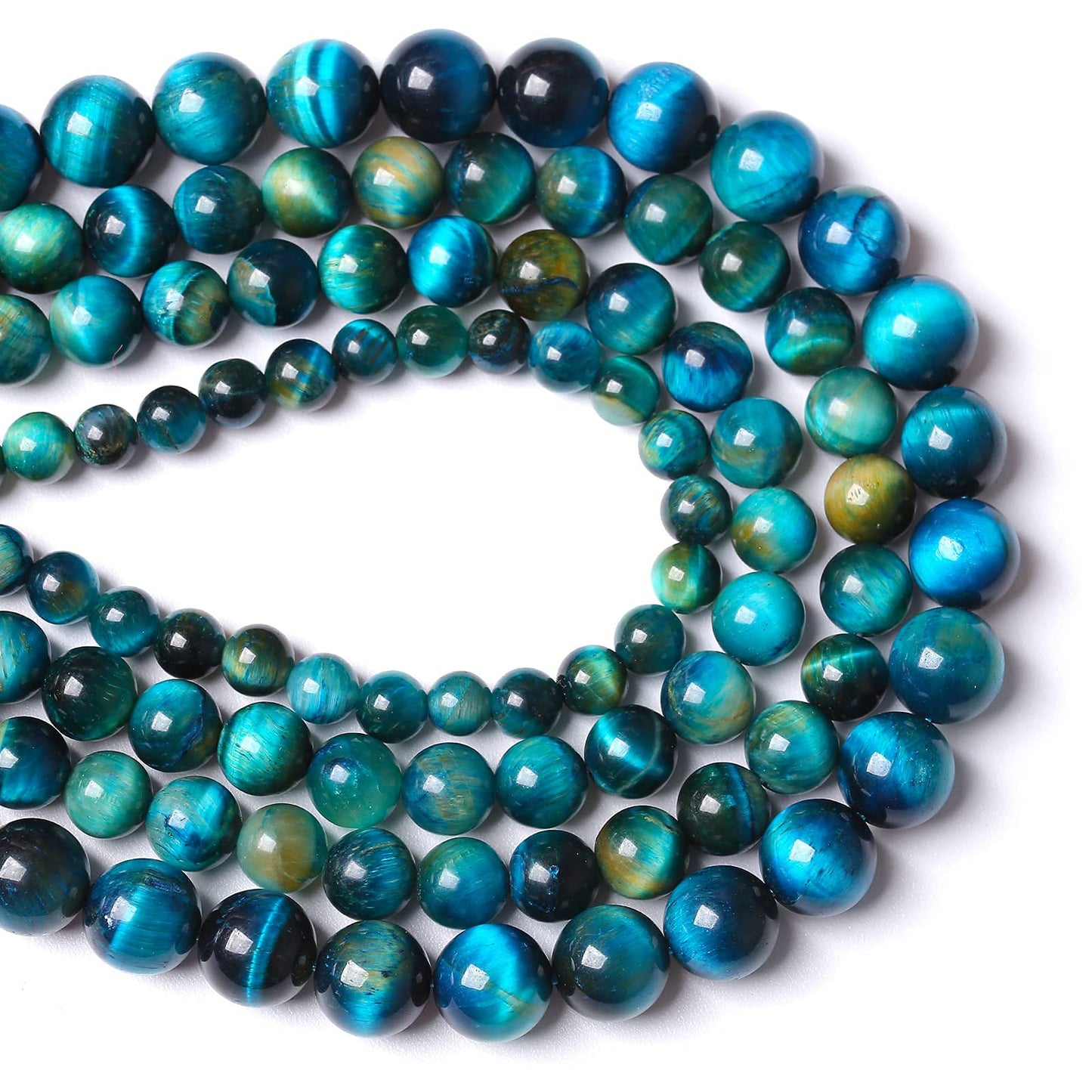 10mm 38pcs Natural Blue Tiger Eye Stone Beads Round Loose Beads for Jewelry Making DIY Bracelet Necklace Accessories 15"