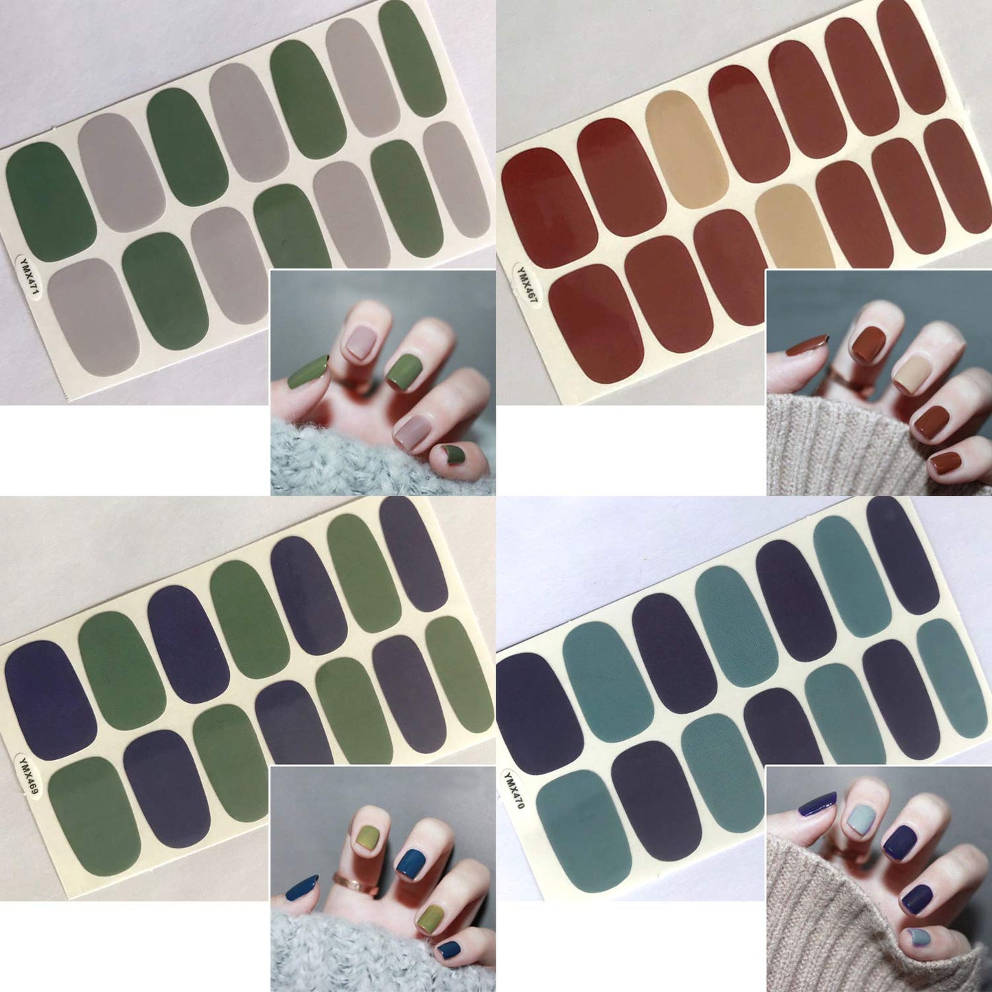 SILPECWEE 30 Sheets Adhesive Nail Polish Strips Stickers 1Pc Nail File Solid Color Ombre Nail Wraps Nail Art Decals Manicure Kit for Women