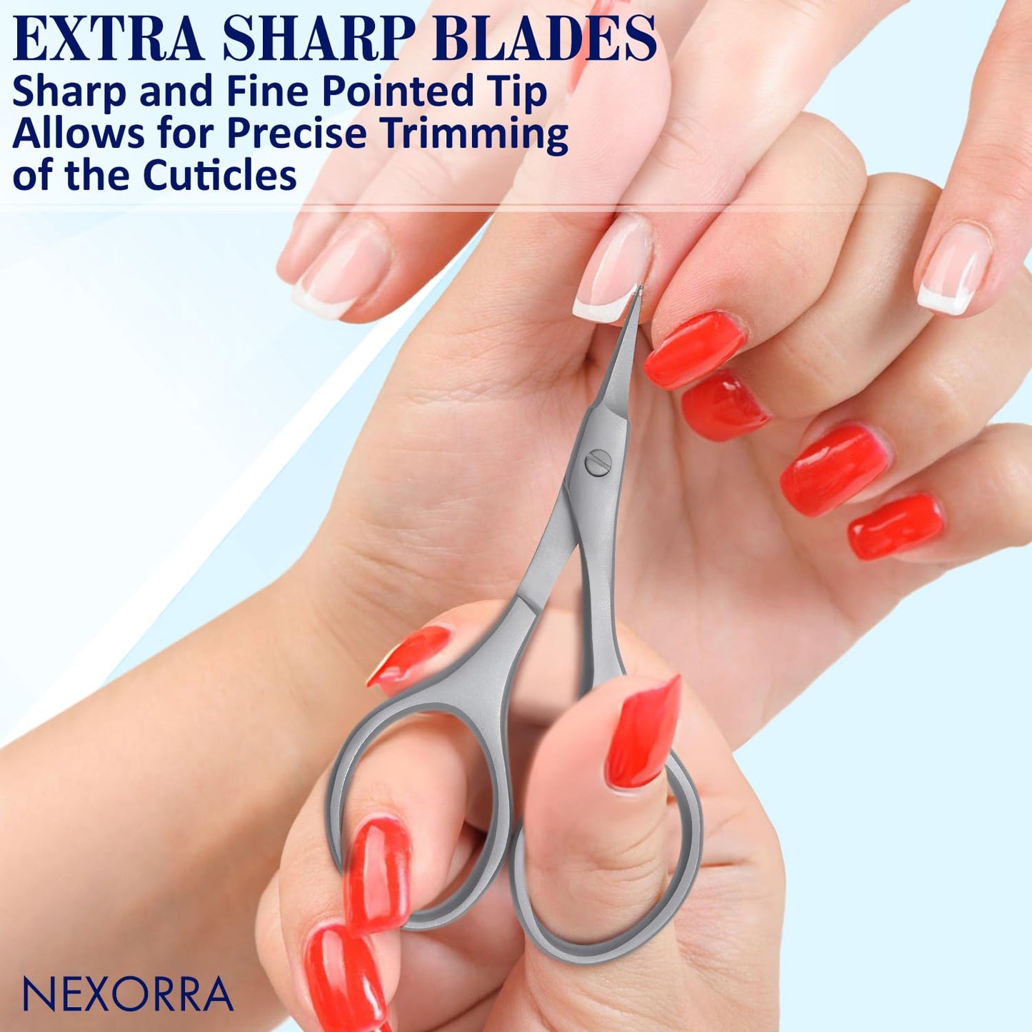 Nexorra German Nail Scissor Small Scissors for Nails, Cuticles, Beard, Eyebrows, Sharp Curved Toenails, Stainless Steel, Manicure and Pedicure Grooming Scissors for Men & Women Beauty Scissor.