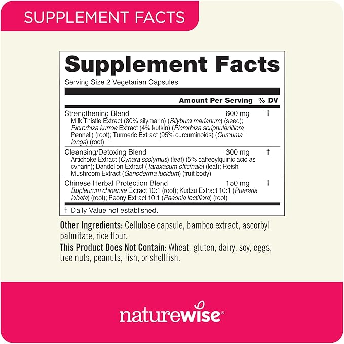 NatureWise Liver Balance Detox Supplement - Triple Repair Formula with Milk Thistle, Dandelion, Turmeric, Artichoke, Reishi Mushroom & Kudzu, Vegan - 60 Capsules[30-Day Supply]