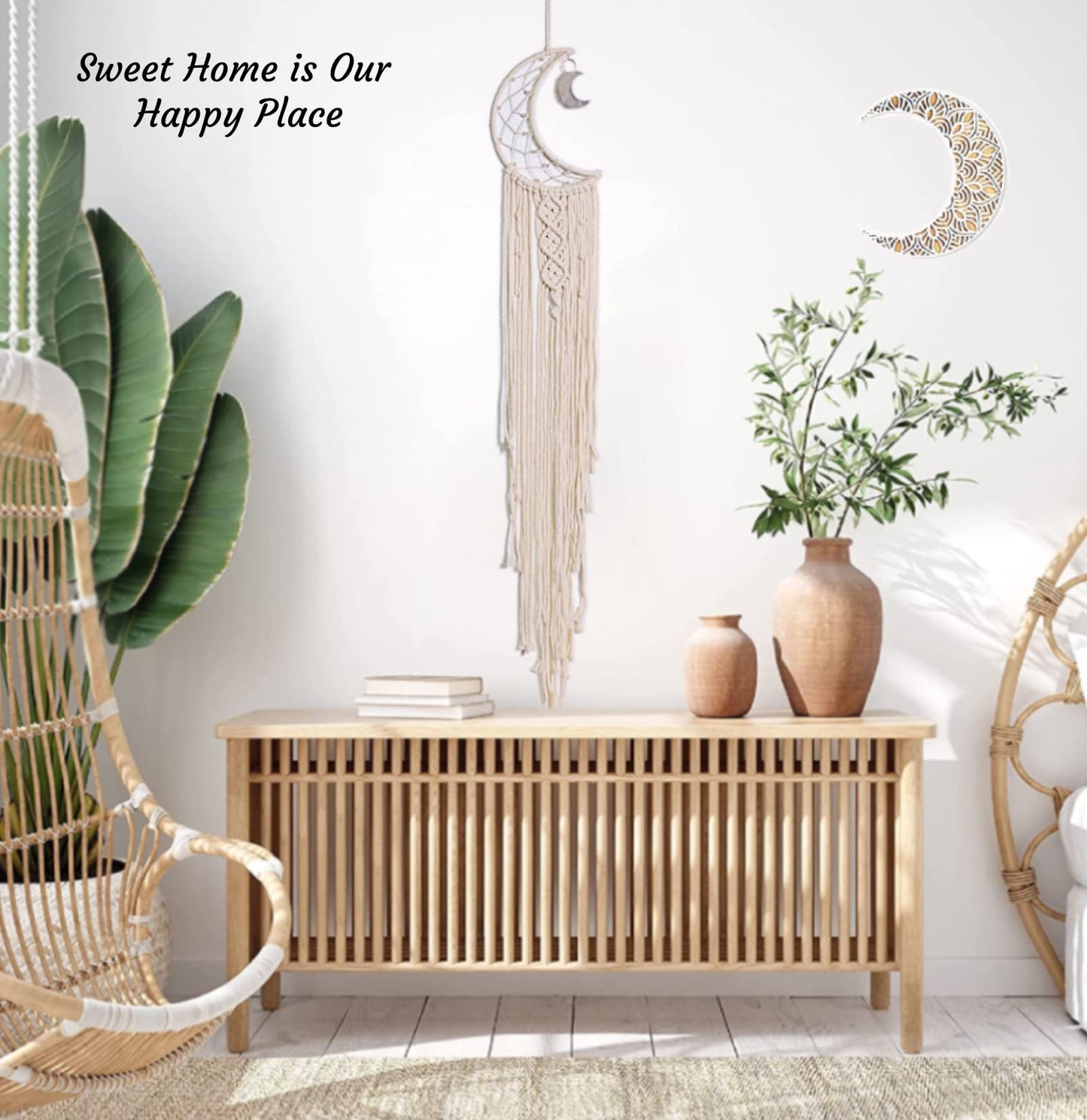 Dream Catchers, Moon Dream Catcher with Lights-Macrame Dreamcatcher Bedroom Wall Decor,Dream Catcher Girls Room Decor Teenager,Moon Gifts Dream Catchers for Boys Mom Women-Catcher Boho Wall Decor