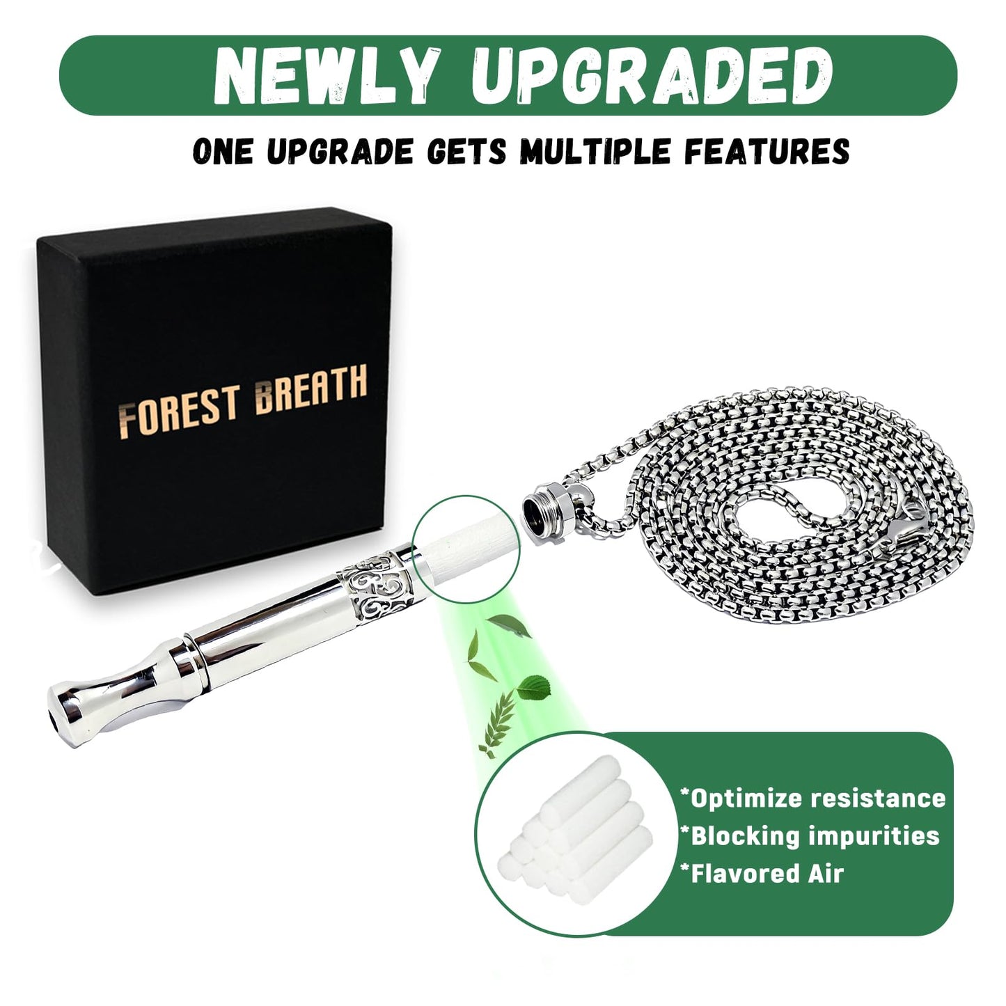 Quit Smoking Breathing Necklace V2,Breathing Necklace for Fidget Relief and Stress Relief,Naturally Switch from Bad Habits, Stop Smoking Aid for Anxiety Relief,Includes 6 Flavor core