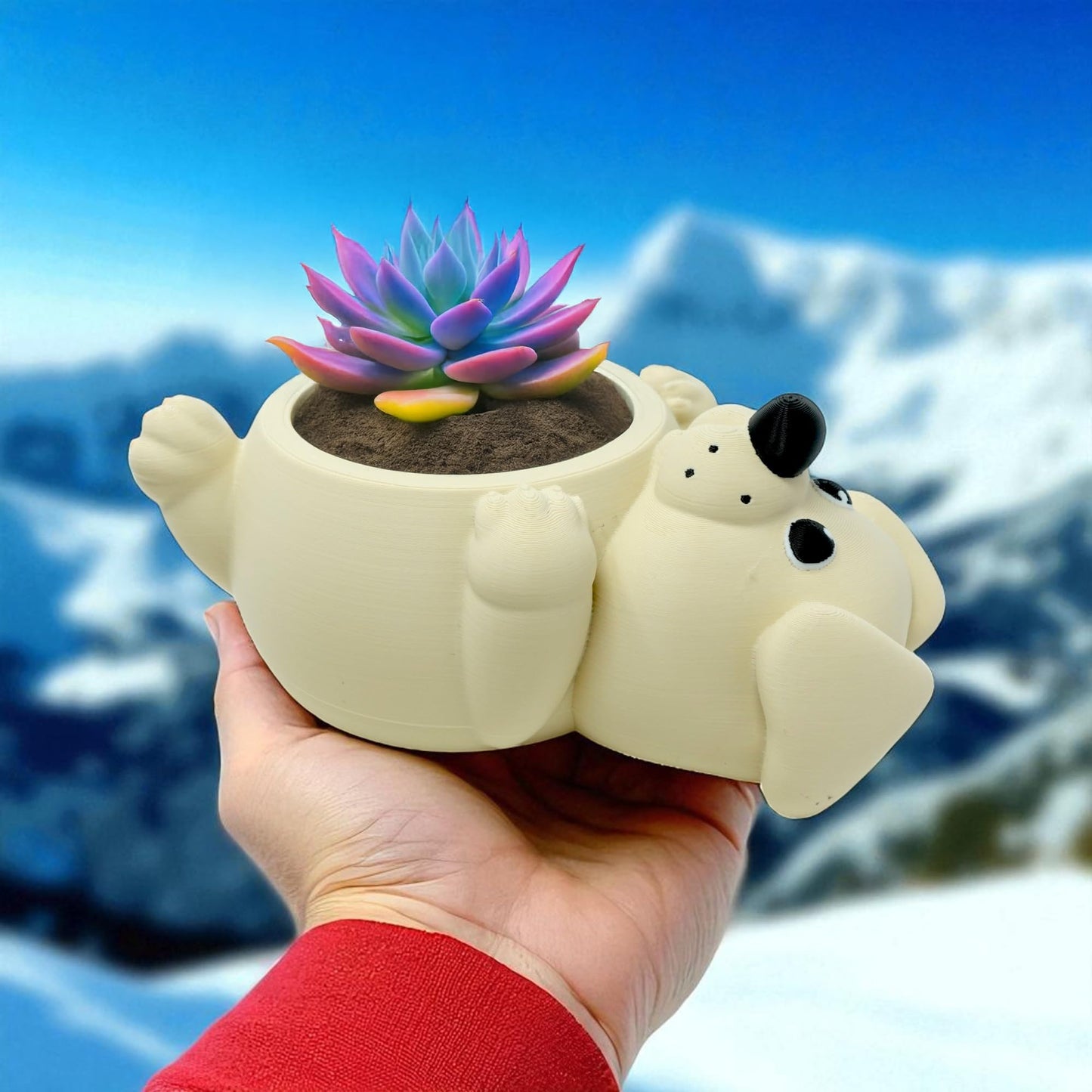 Mivi Collection Chonky Dog Belly Plant Pot – Lay-Flat Pup Planter for Succulents, Funny Pet Lover Gift, Cute and Uselessly Helpful Dog Container for Home or Office Decor