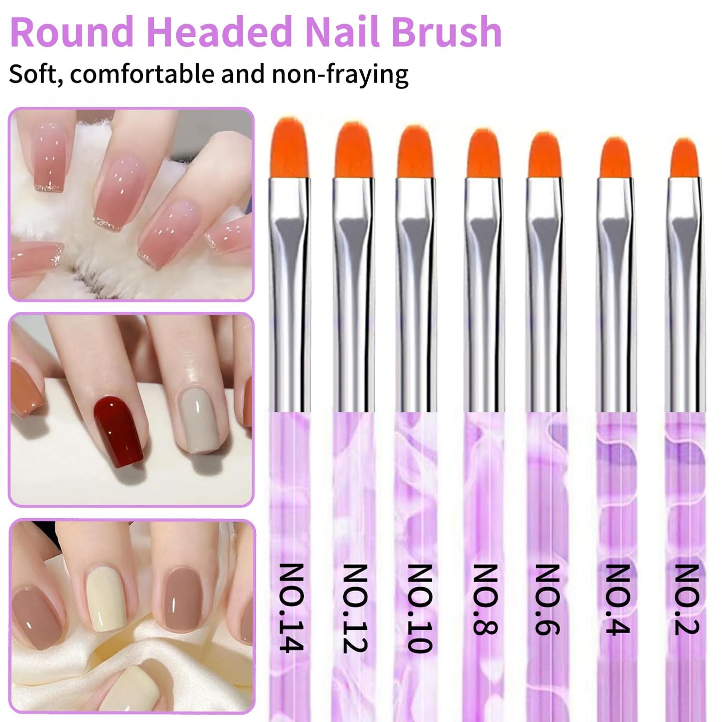 28Pcs Purple Handle Nail Art Brush Set - All-in-One Manicure Tool Kit with Cuticle Brush, Dust Brush, Liner Brush & Builder Gel Brushes for Salon & DIY Nail Art