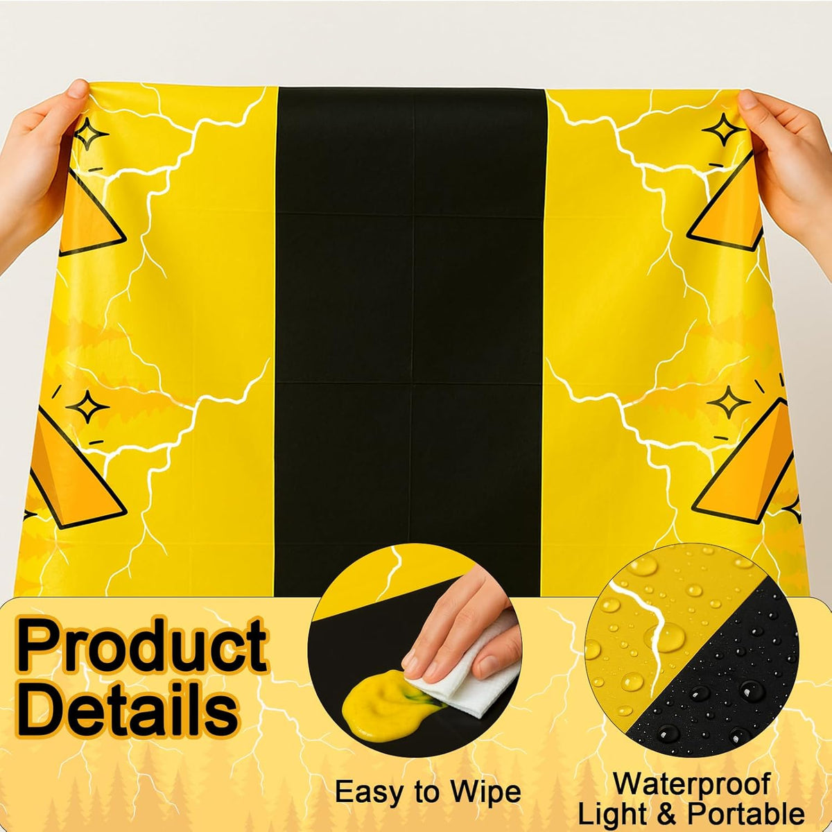 3-Pack Yellow Cartoon Plastic Birthday Tablecloths - 54x108in Rectangle Party Table Covers for Little Ones & Adults, Durable Birthday Party Decorations