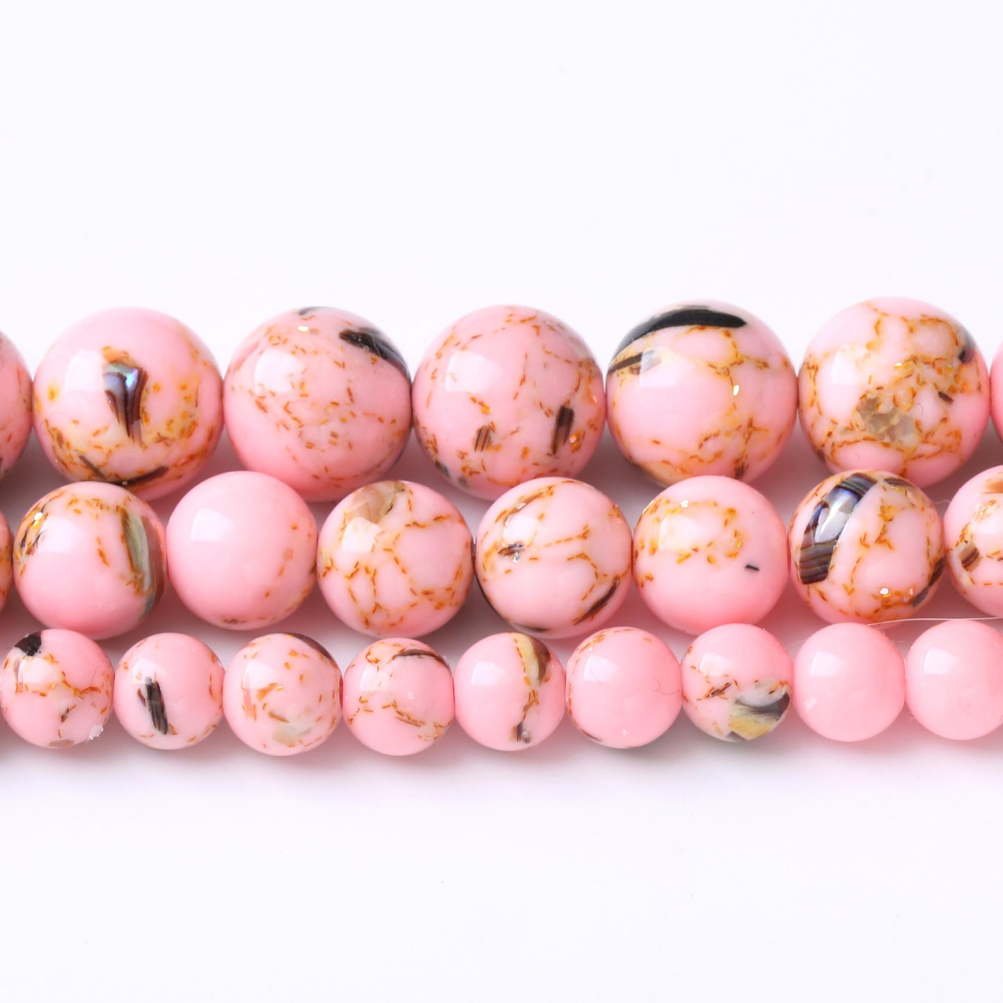 36PCS 10MM Pink Shell Turquoise Beads with Mother-of-Pearl Round Loose Beads for Jewelry Making 15