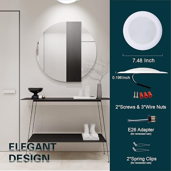 TOPELER 12Pack 6 Inch Flush Mount Ceiling Light, 15W Low Profile Dimmable Flush Mount LED Disk Light, 1000LM 5000K Daylight, Installs with Junction Box or Recessed Can, ETL-Listed