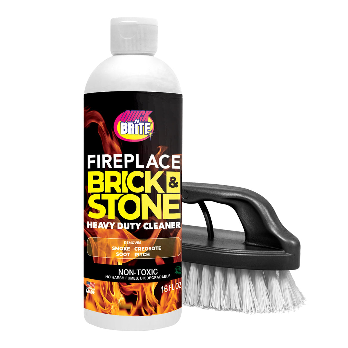 Quick N Brite Fireplace Gel Cleaner with Scrub Brush for Brick (16 Fl Oz)