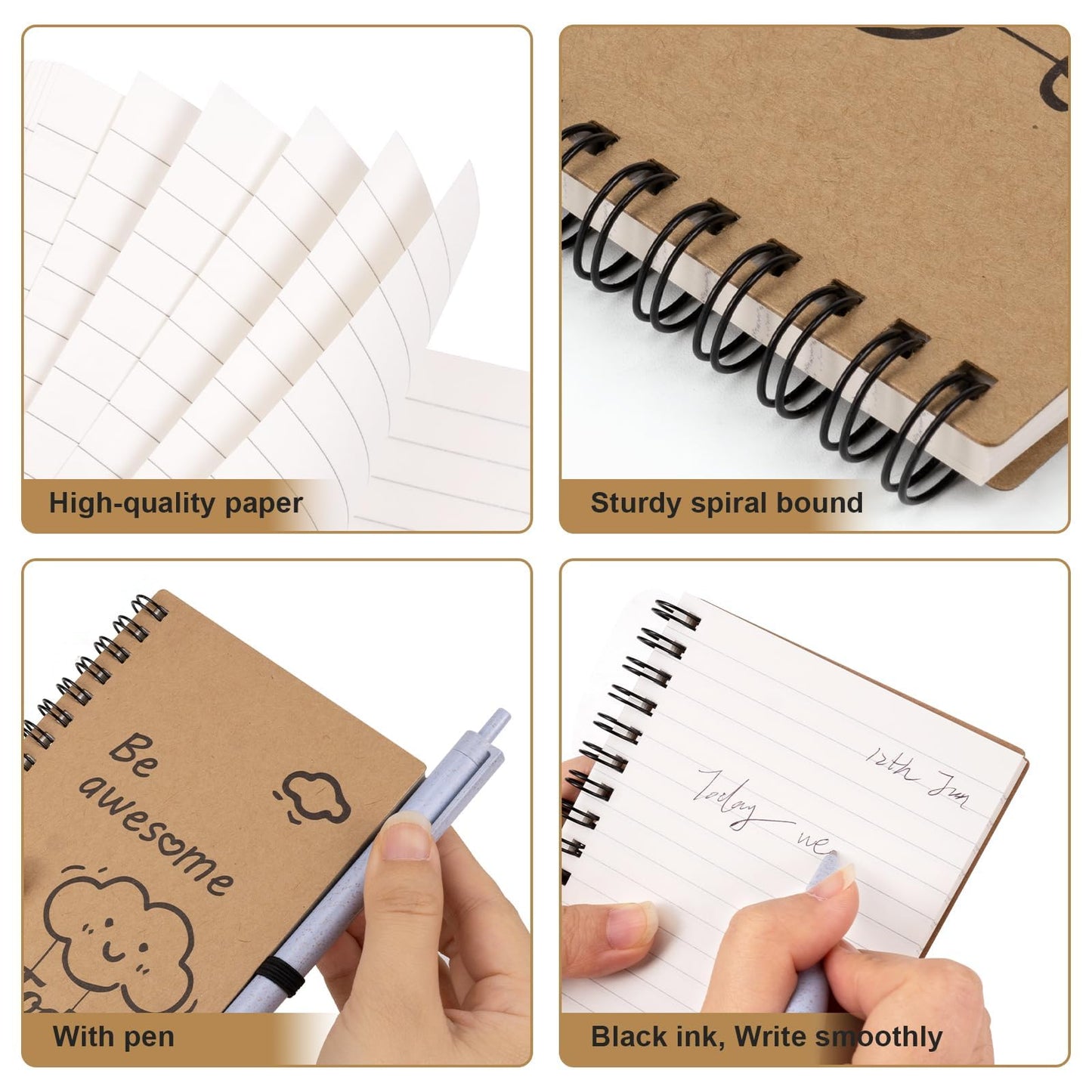 Dynta 16 Set Inspirational Journals Bulk, 4"x5.5" Small Spiral Notebooks with Pens, Motivational Office School Supplies, Gifts for Coworkers Employees Students