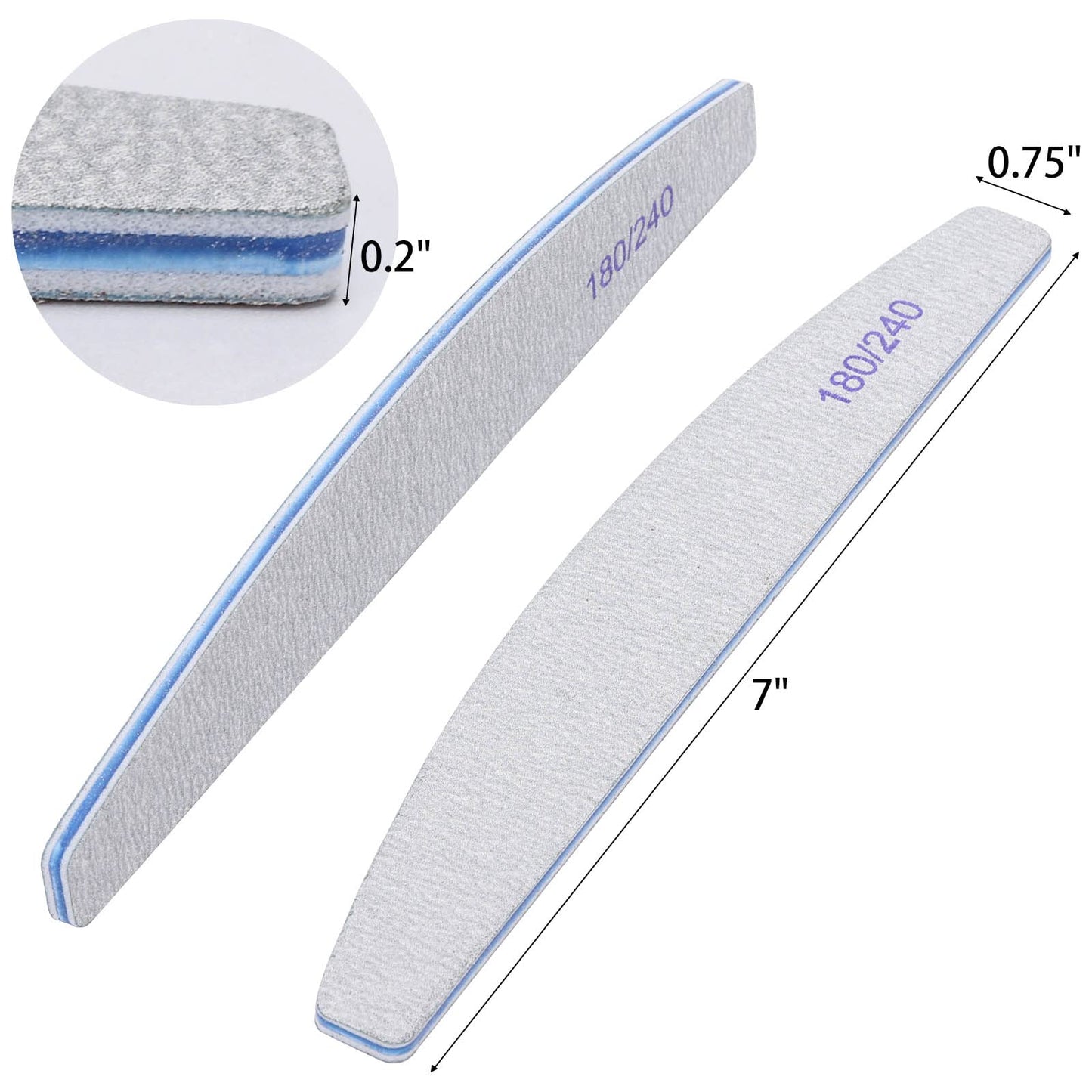 50 Pieces 180/240 Grit Nail Files for Natural Nails, Fingernail Files Double Sided Emery Boards for Nails