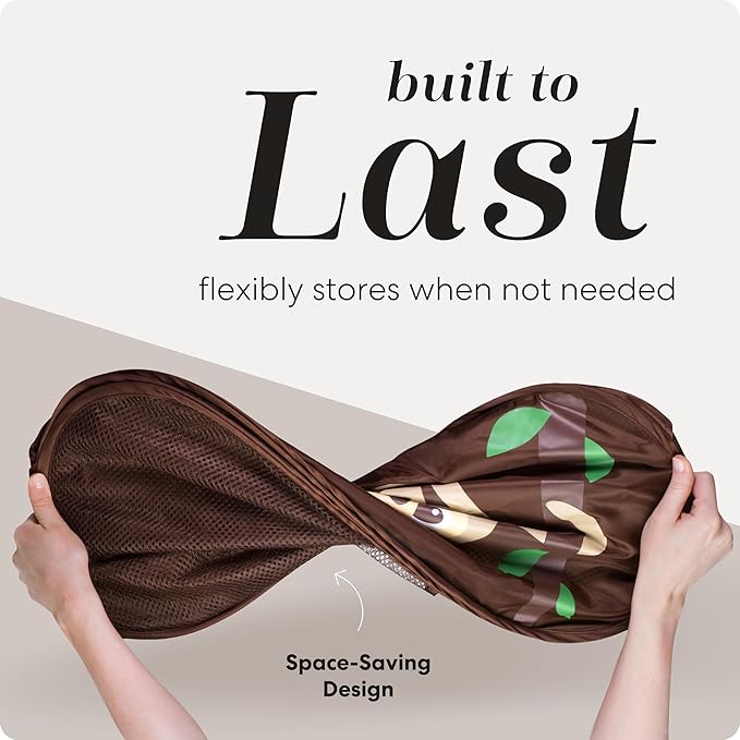 Handy Laundry Collapsible Mesh Pop Up Hamper with Wide Opening and Side Pocket - Breathable, Sturdy, Foldable, and Space-Saving Design for Clothes and Storage (Monkey)