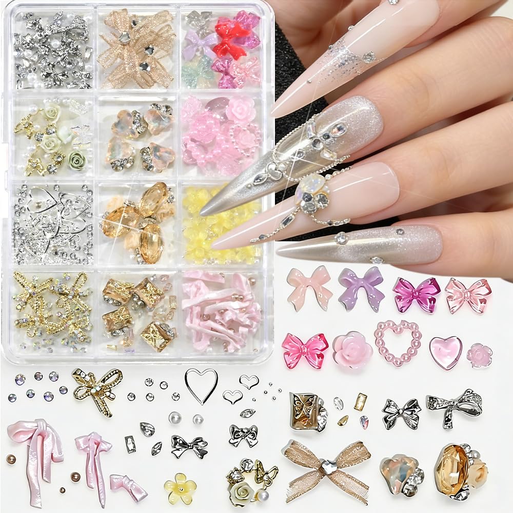 3D Nail Charms and Gems Cute Rhinestones Y2K for Nails Nesign Junk Case Charms Jewels for Nail Art Decorations (Butterfly)