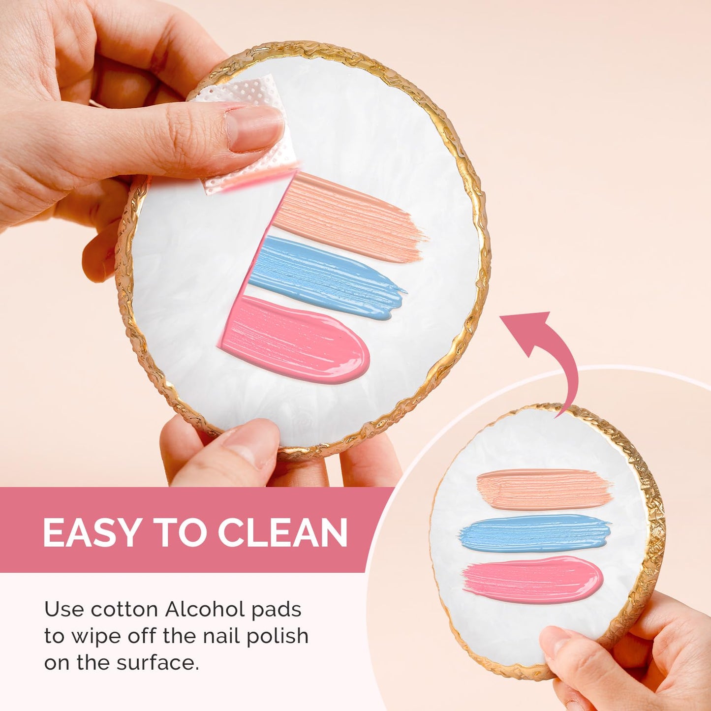 MelodySusie 1PC Round Shape Resin Nail Art Palette and 5Pcs Nail Art Liner Brushes with Nail Brush Holder