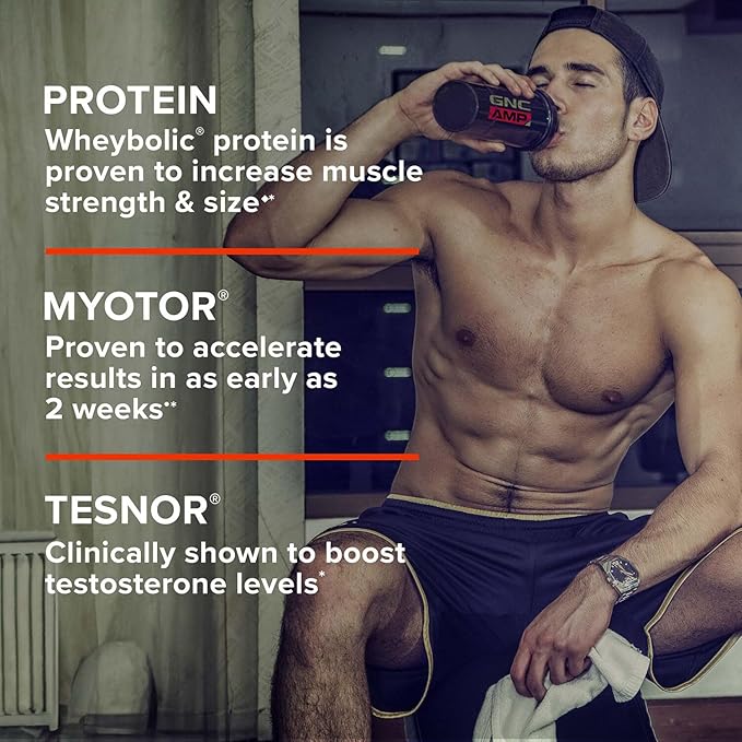 GNC AMP Wheybolic Alpha Clinically Proven Protein Powder, Muscle Strength, Boost Testosterone, 40g Protein, 6.2g Leucine, 15g EAAs, Creatine, 3rd Party Tested, Strawberries & Cream, 22 SVG