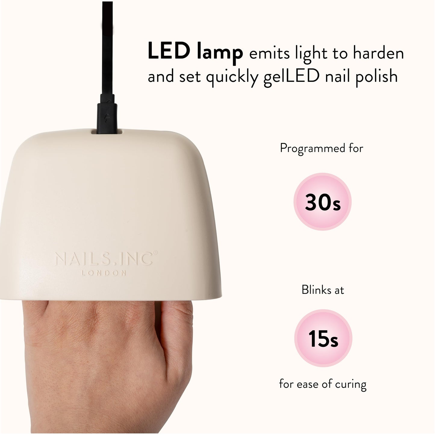 Nails Inc GelLED UV/LED Gel Nail Polish Manicure Starter Kit, Beginner Friendly, Art Manicure Salon At Home, LED Lamp, Pink Nail Polish, Manicure Tools, Primer, Base & Topcoat, Hema Free, 32 Pieces