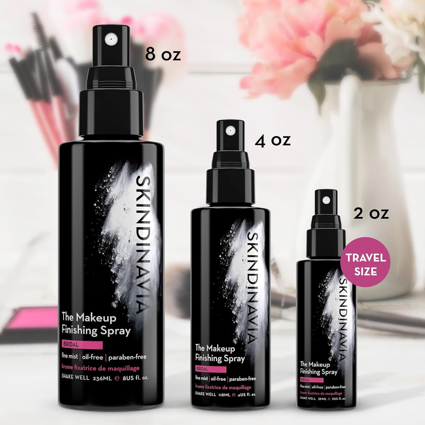 SKINDINAVIA The Makeup Finishing Spray, Bridal Makeup Setting Spray, All-Day Wear, Long-Lasting Up to 16+ Hours, Heat-Resistant & Waterproof, Wedding Day, Bridal Shower Gift, 2.0 Oz