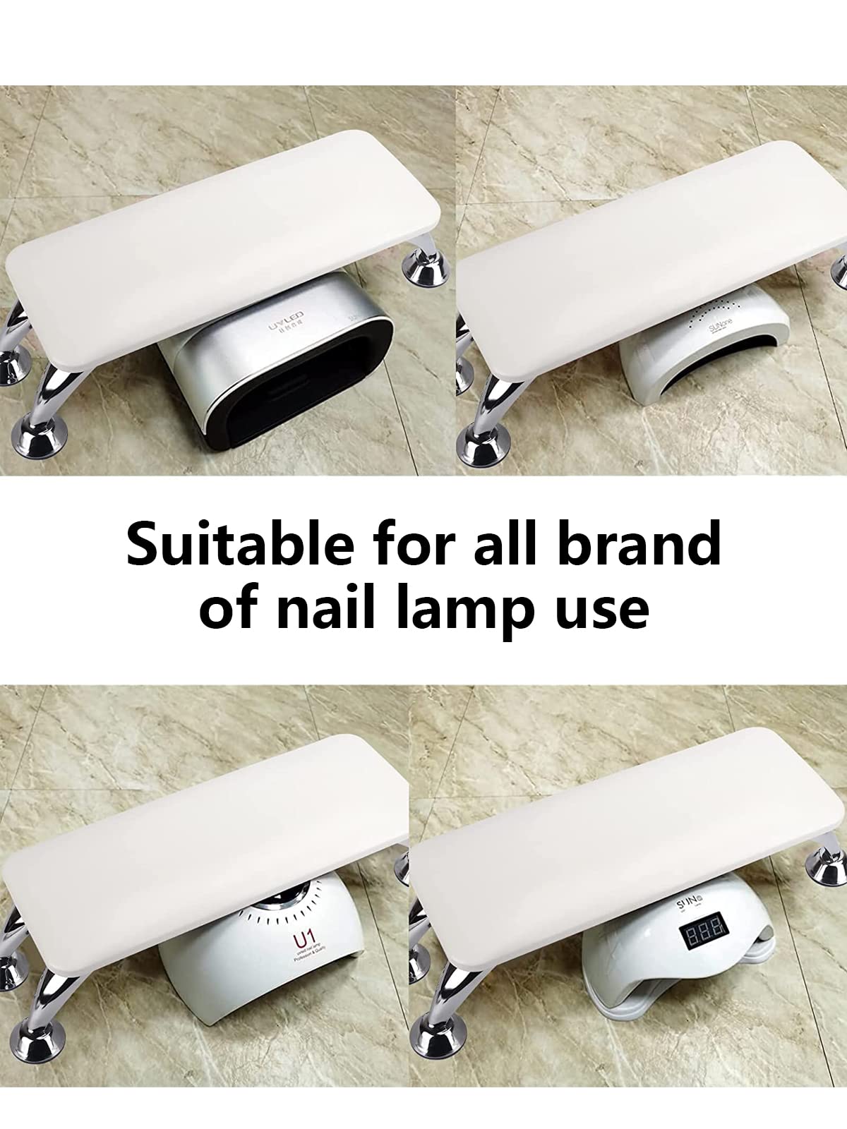 Nail Arm Rest for Acrylic Nails, Microfiber Leather Nail Hand Rest Cushion for Nails, Soft Hand Pillow Footstool with 4 Stainless Steel Stands Thick Sponge Nail Pillow for Nail Tech Use (White)