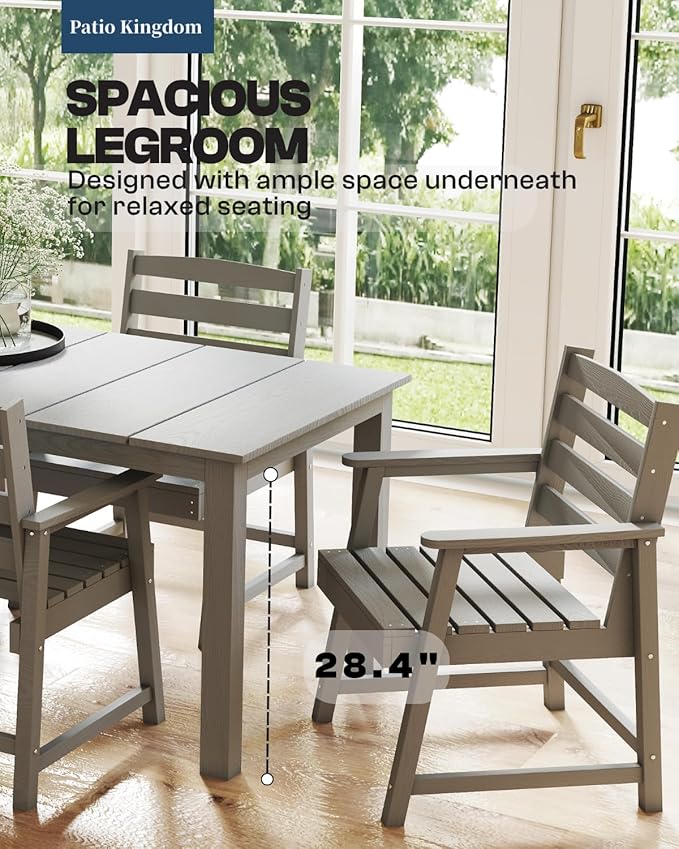 9-Piece Grey Outdoor Dining Set with Beige 11FT Large Patio Umbrella, 75.2'' HDPE Table & Chairs for 8, Weather-Resistant Furniture with Umbrella Hole for Patio, Lawn, Poolside